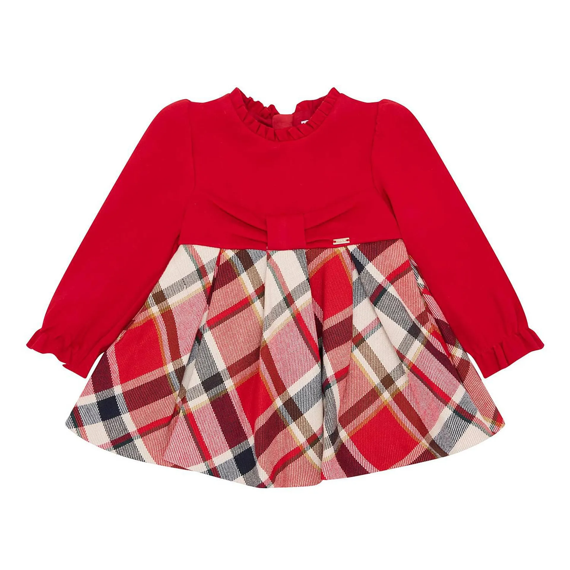 Long-Sleeve Tartan Print Dress