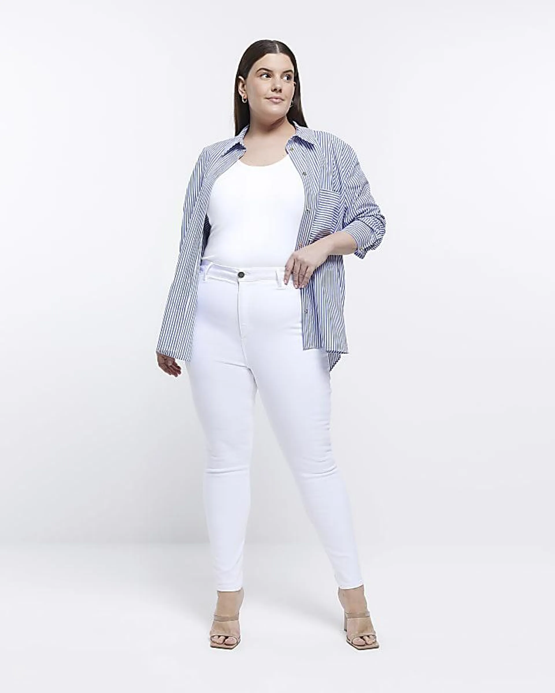 Plus white mid rise sculpt jeans