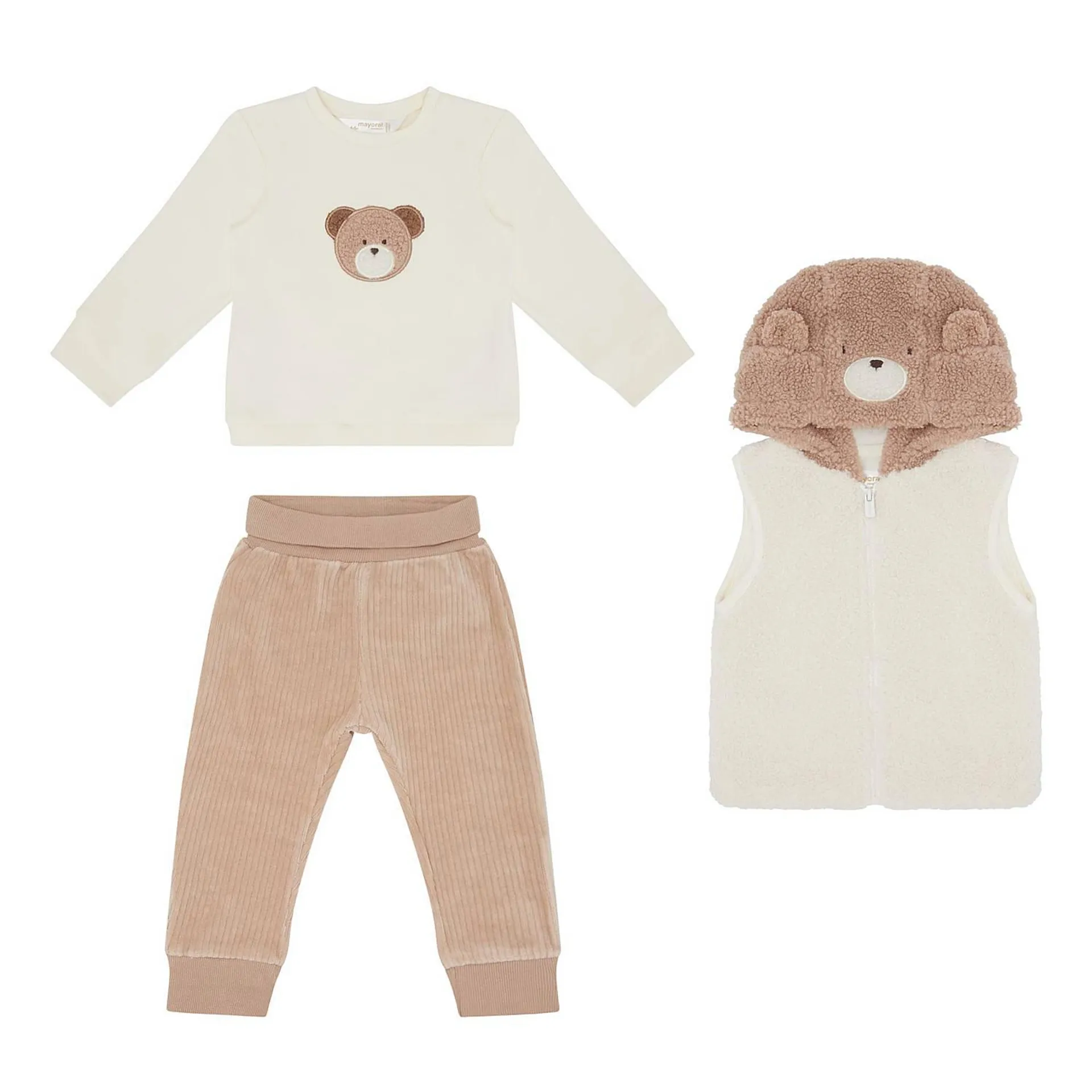Three Piece Bear Top, Bottoms and Gilet Set