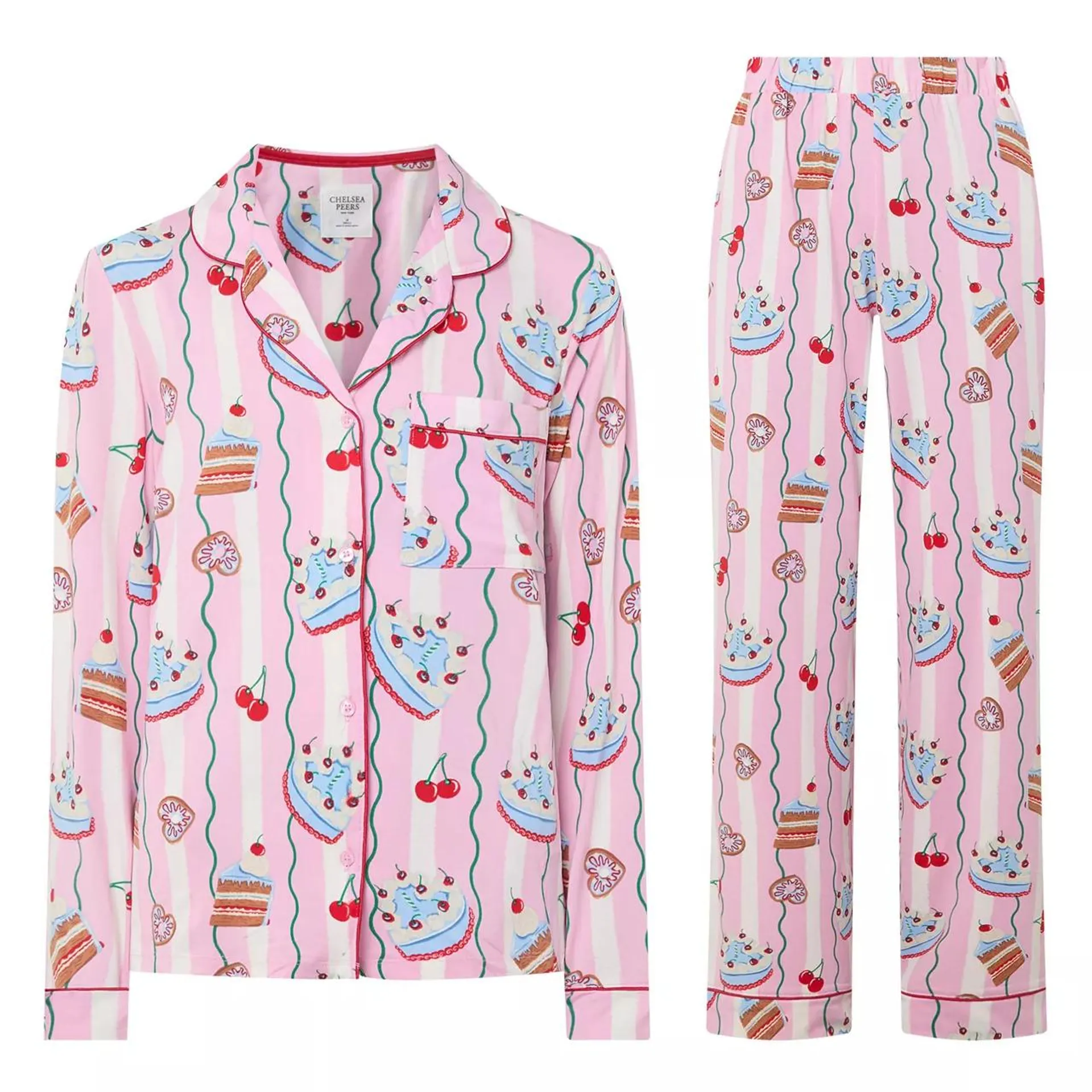Classic Striped Cake Print Pyjama Set