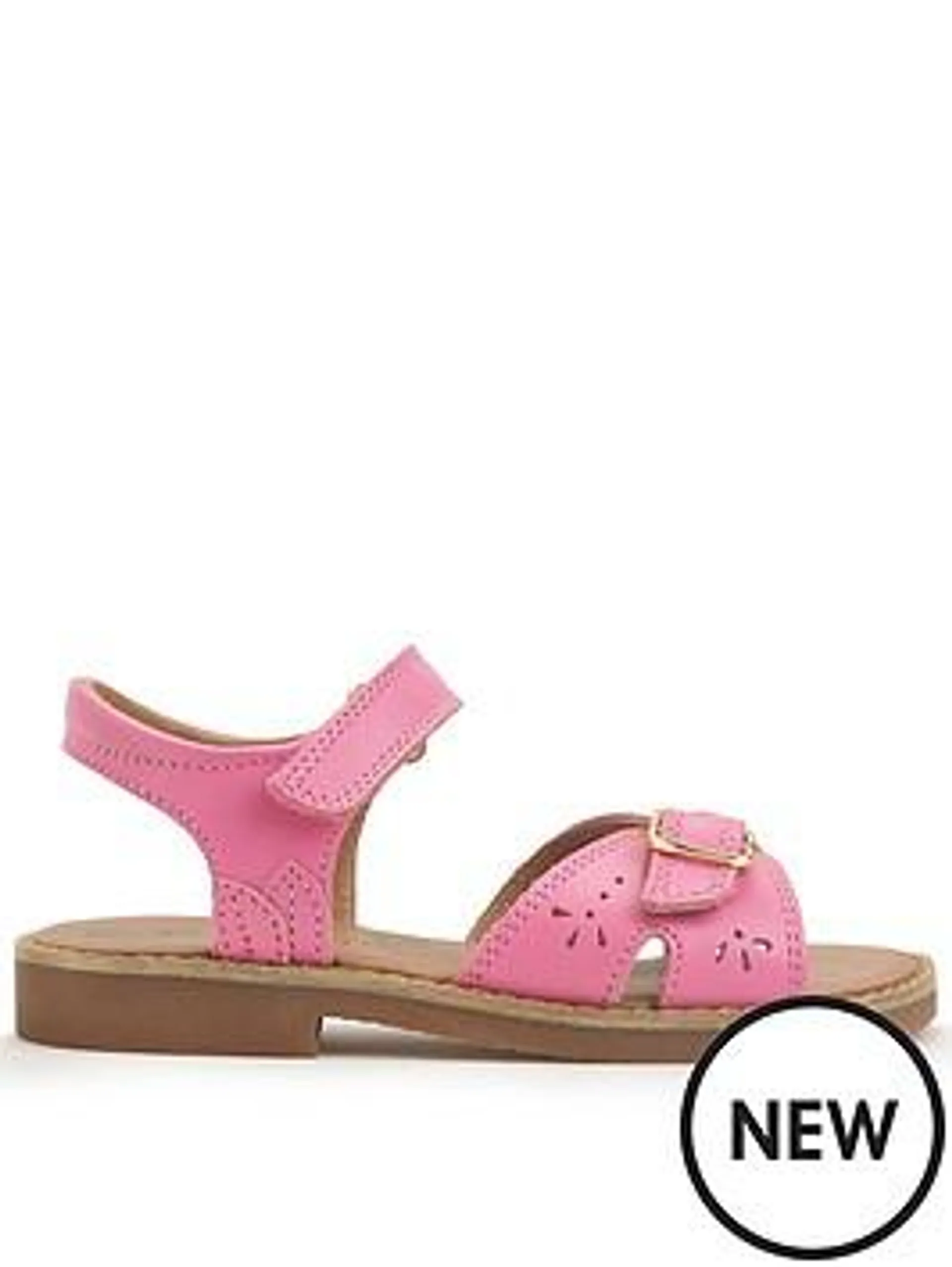 Start-Rite Holiday Girls Leather Summer Sandals With Adjustable Straps - Pink