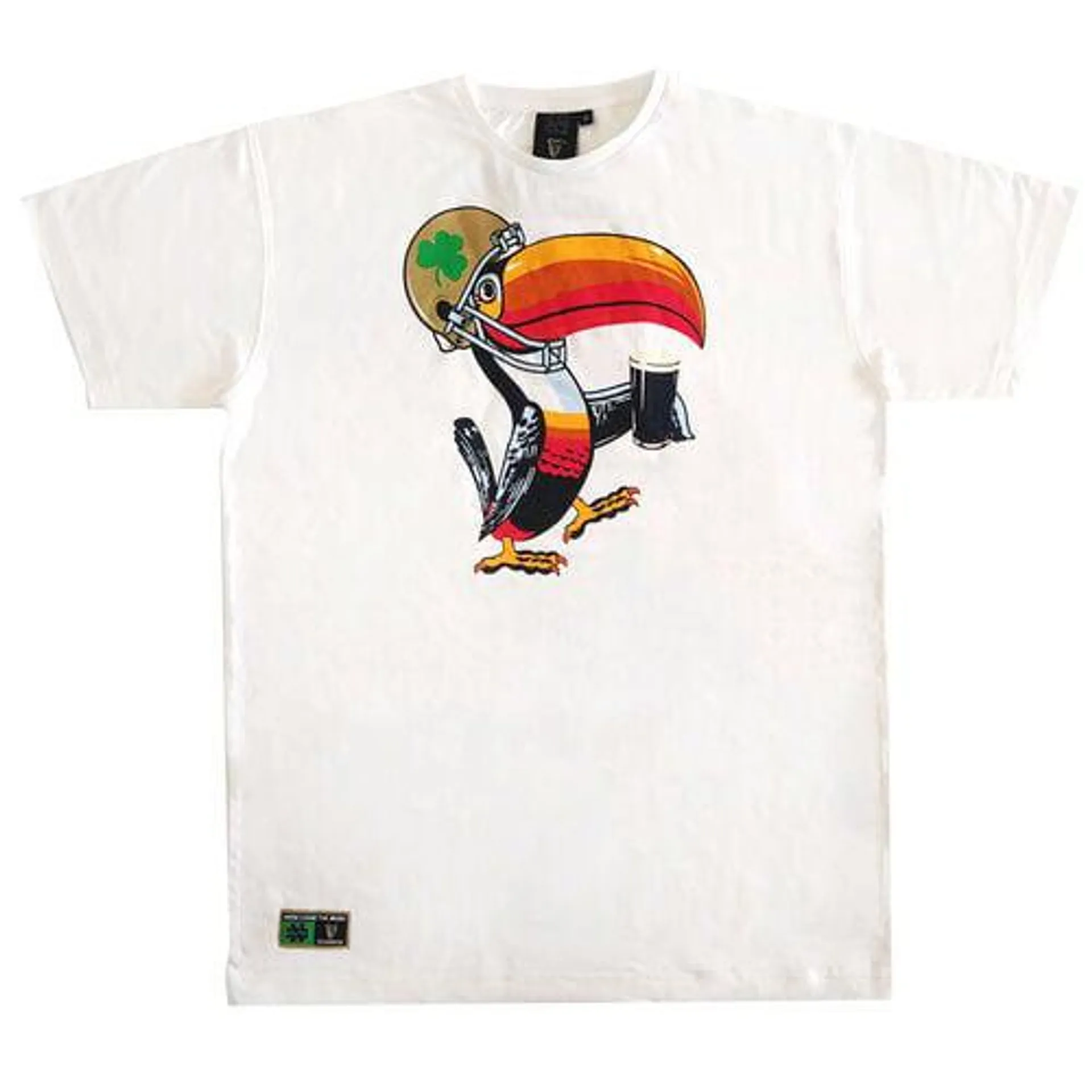 White Guinness Toucan Stripe Slv Mens T-shirt