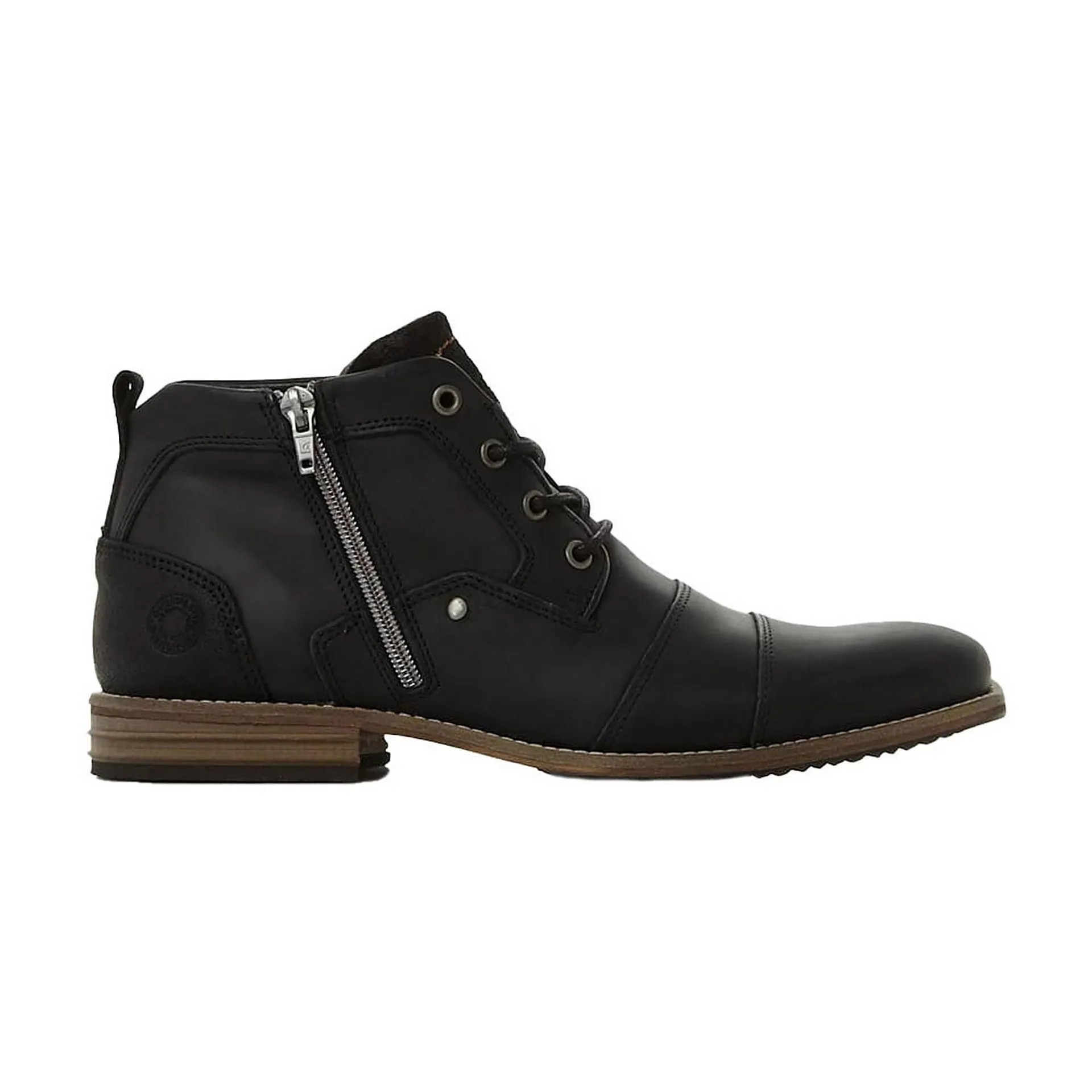 Captains Double Toe Cap Detail Leather Boots