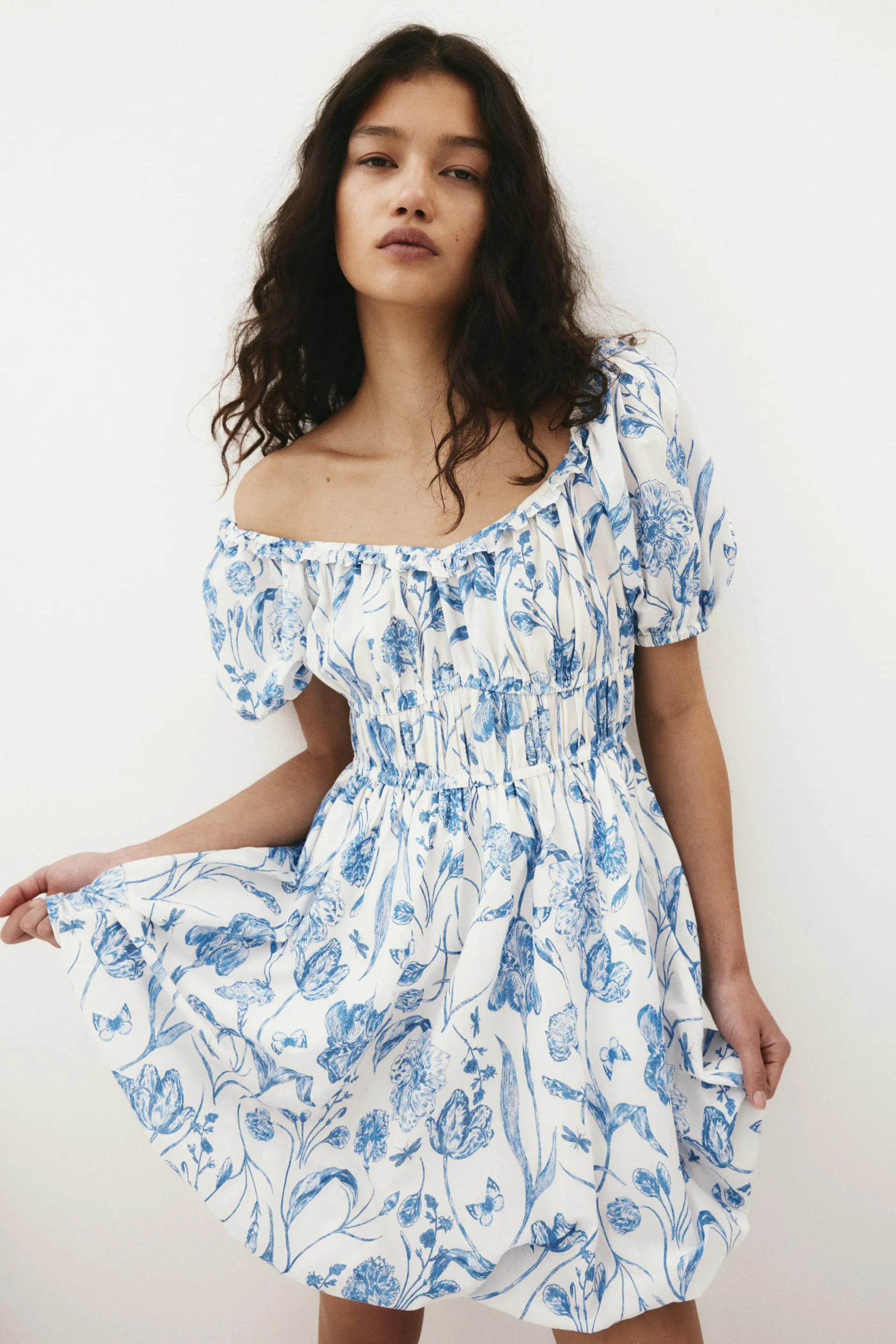 Bubble-hem cotton dress