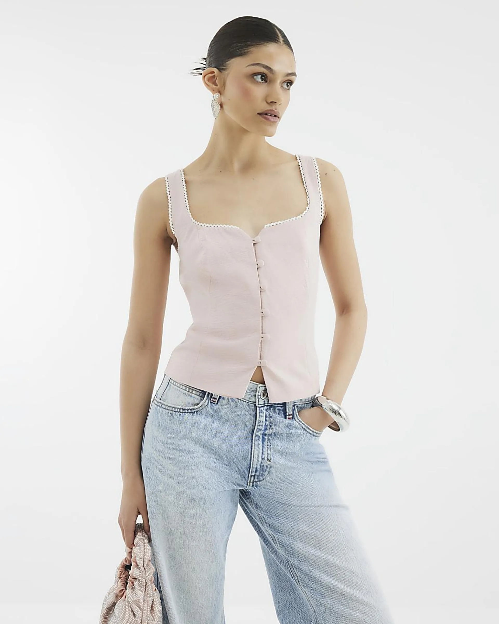 Pink Cami Waistcoat Top
