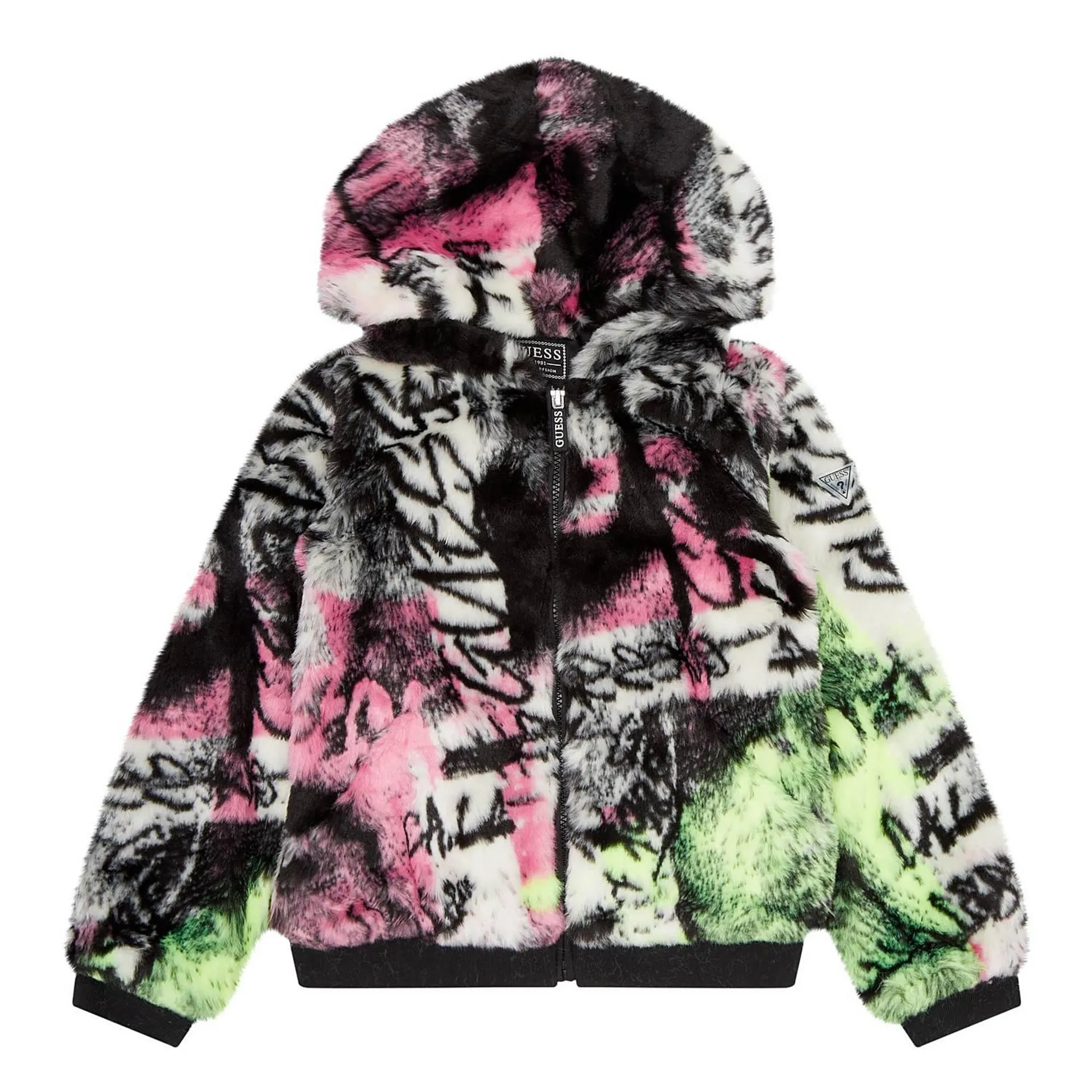 Graffiti Faux-Fur Bomber Jacket