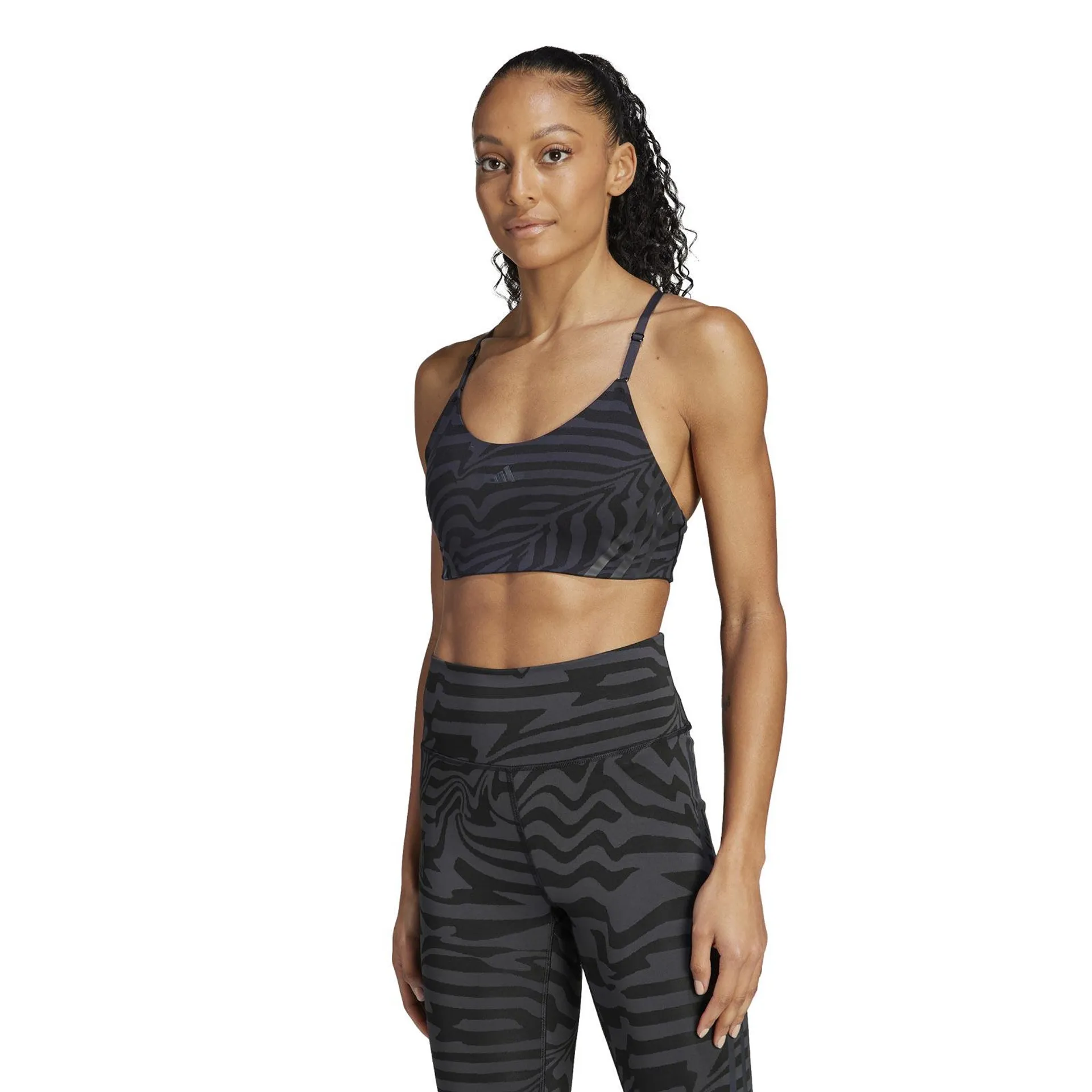 adidas Aeroimpact Training Light-Support Jacquard 3-Stripes Womens Sports Bra
