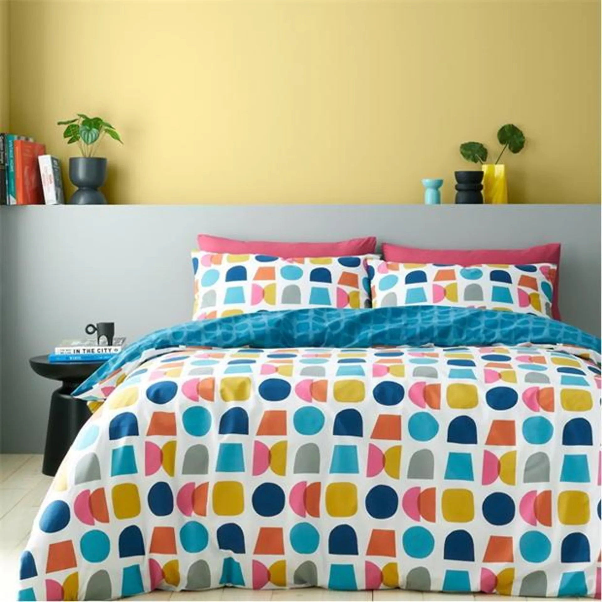 Geo Reversible Duvet Cover Set Teal