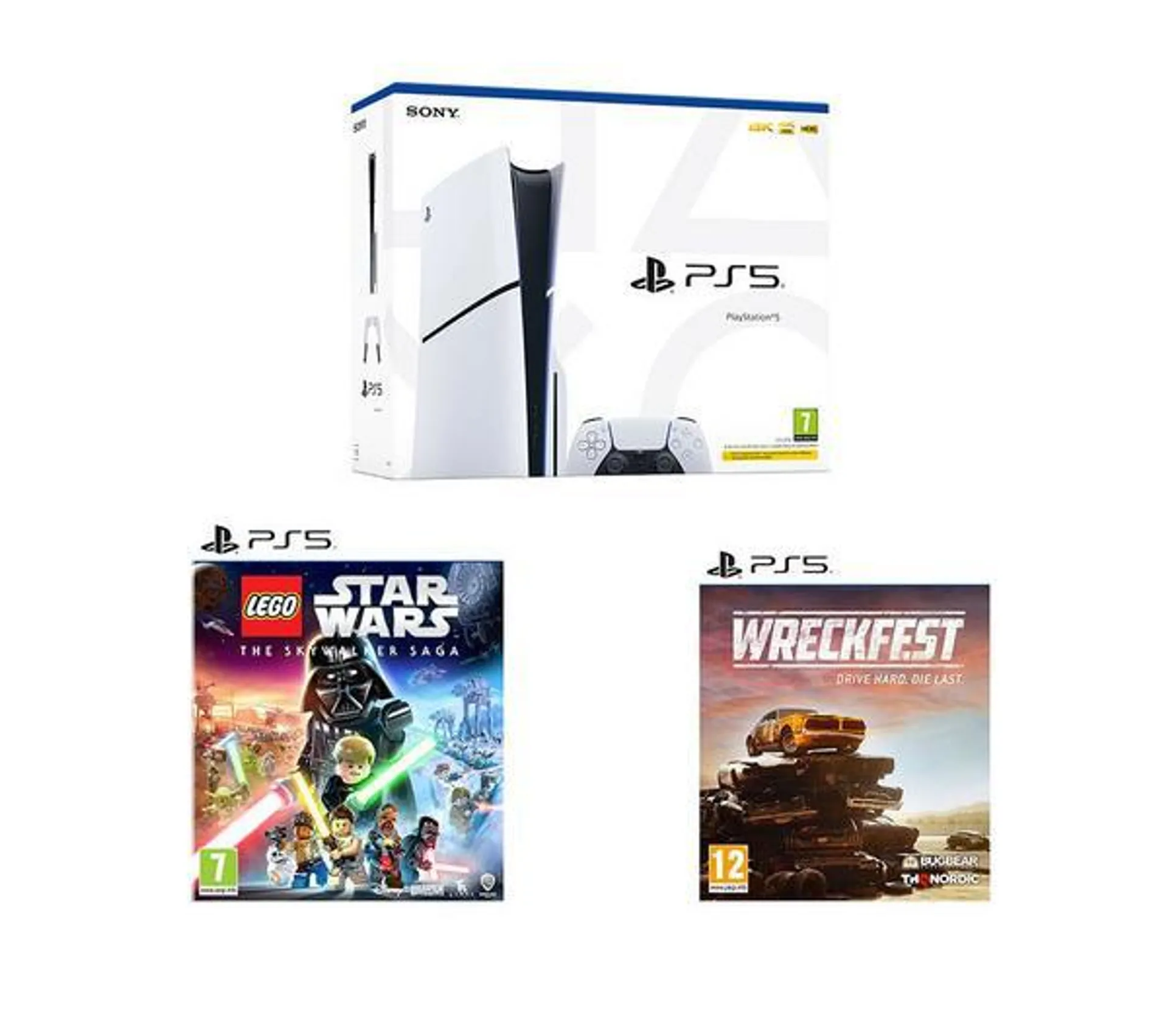 SONY PlayStation 5 (Model Group - Slim), Wreckfest & LEGO Star Wars: The Skywalker Saga Bundle