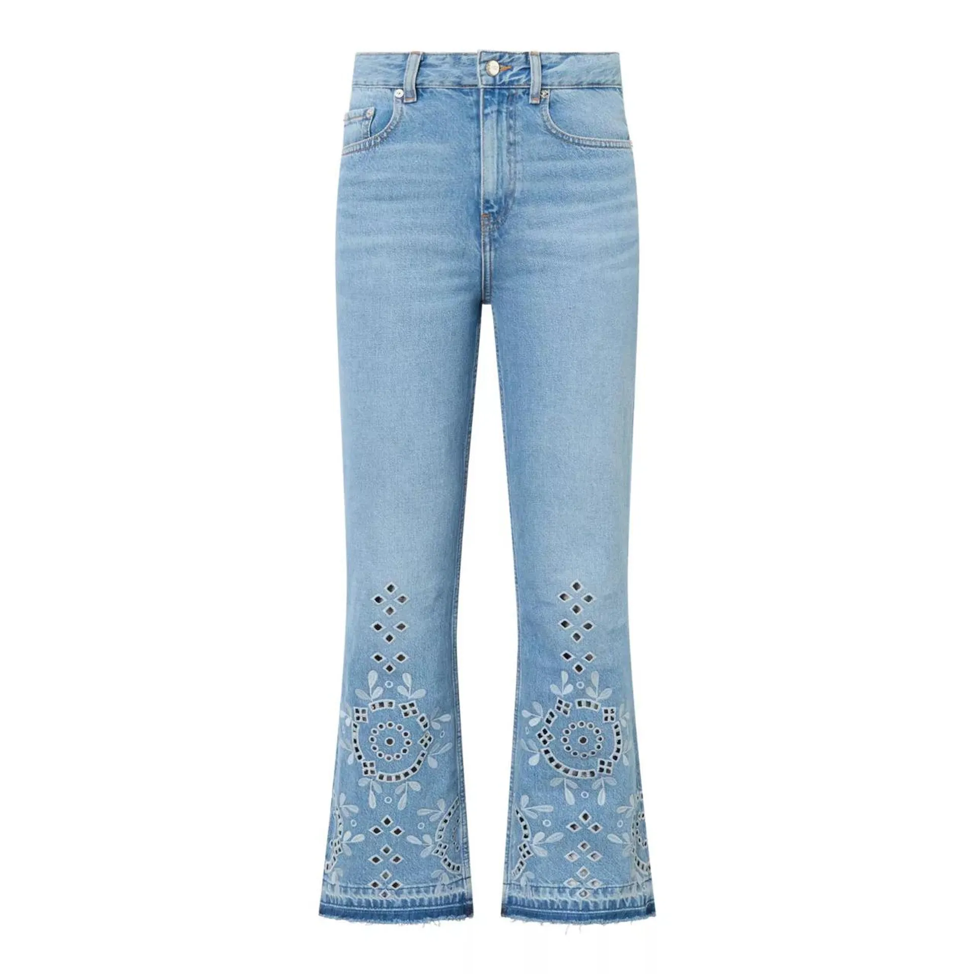 New in GANNI Betzy Broderie Anglaise Cropped Jeans €275.00