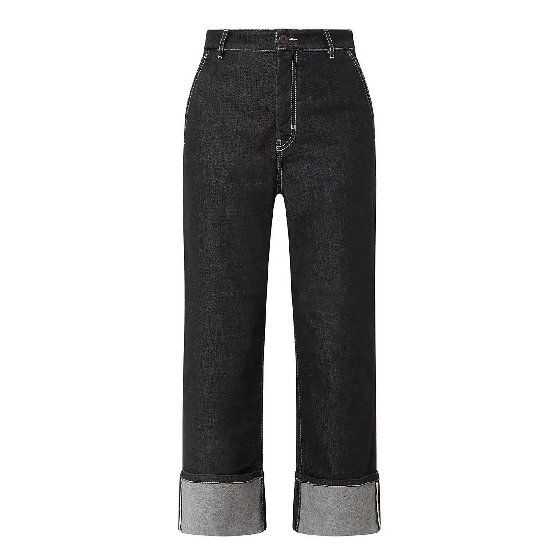 Cambio Turned-Up Straight Leg Jeans