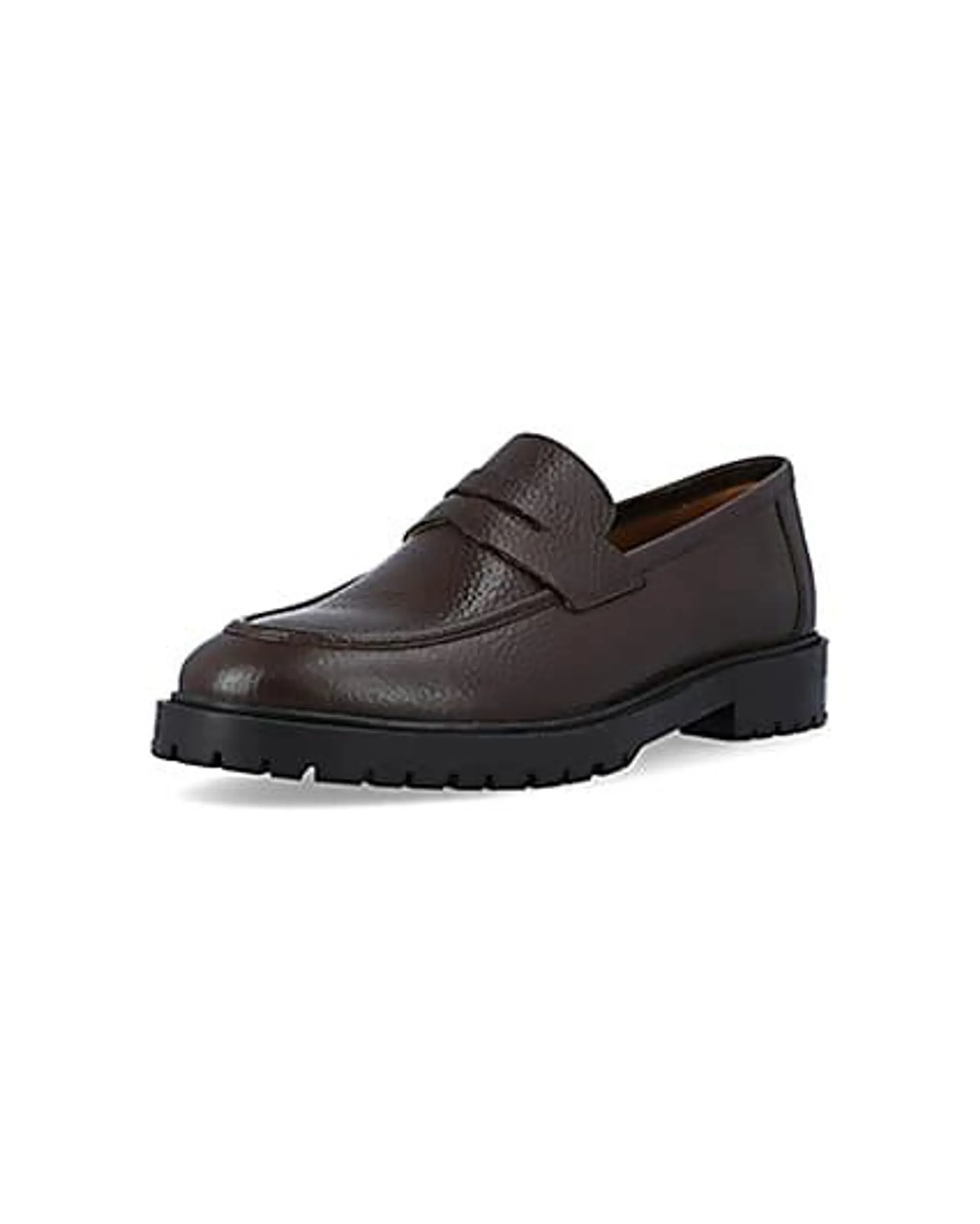 Brown leather chunky loafers