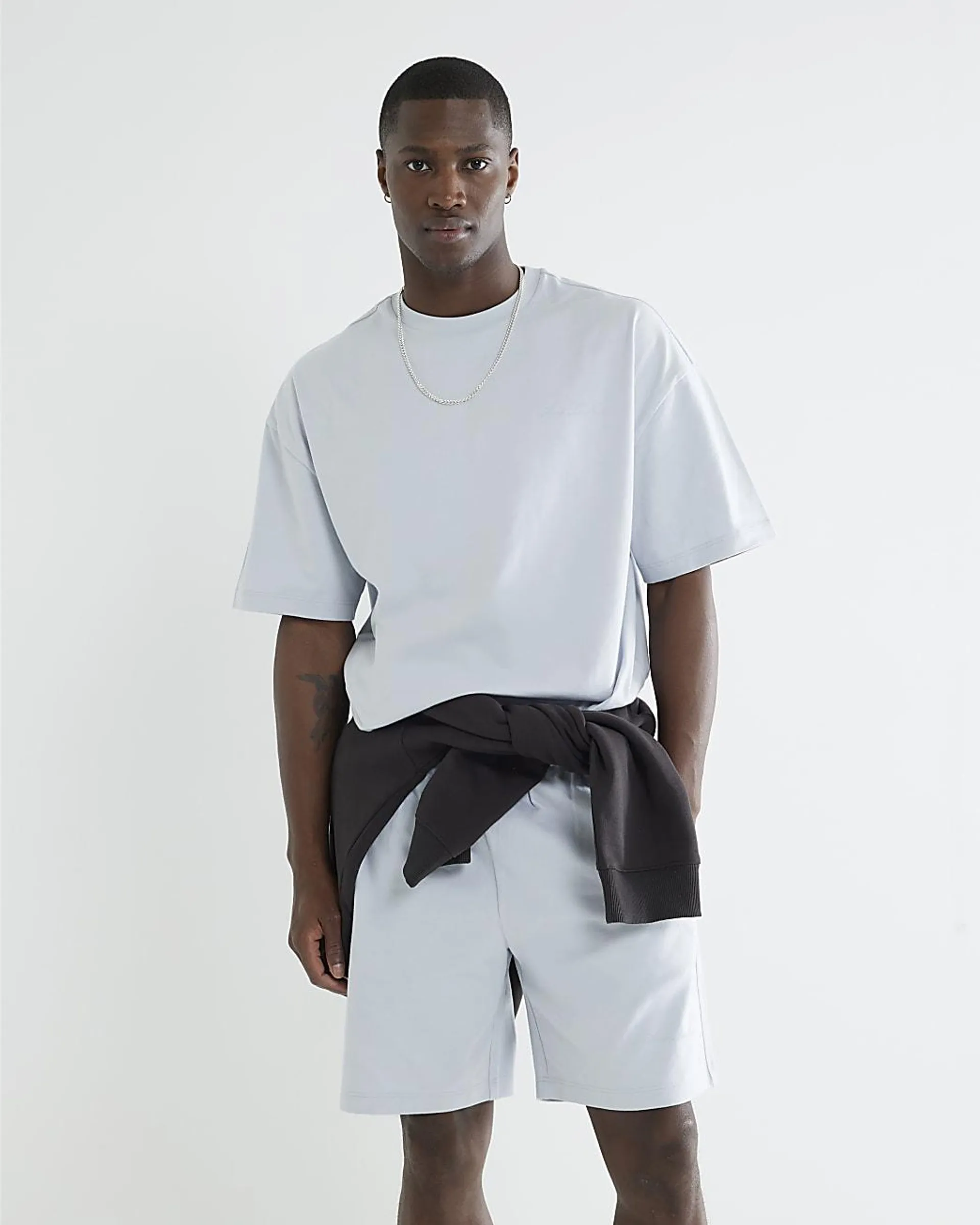 Blue Oversized Fit T-Shirt And Shorts Set