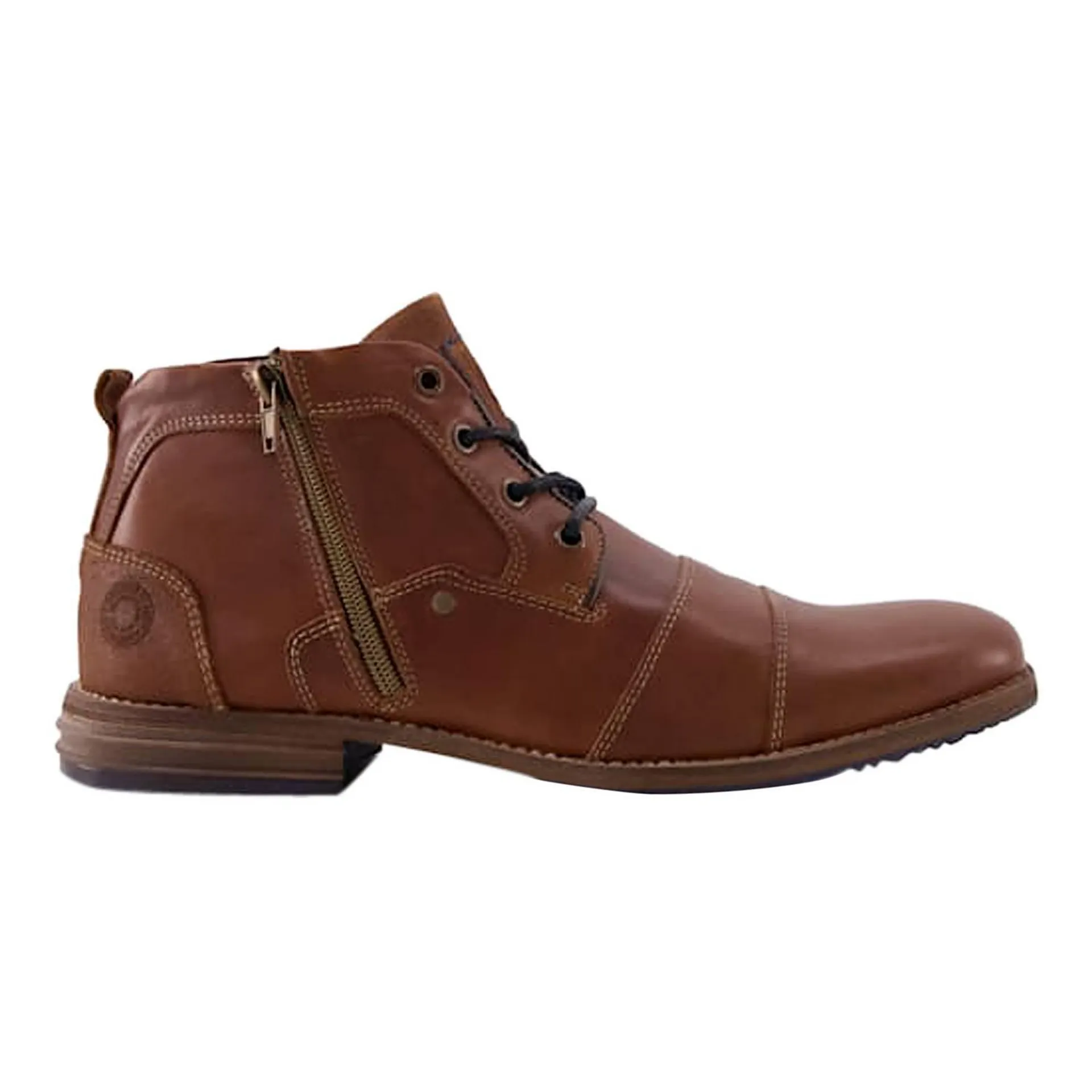 Captains Double Toe Cap Detail Leather Boots