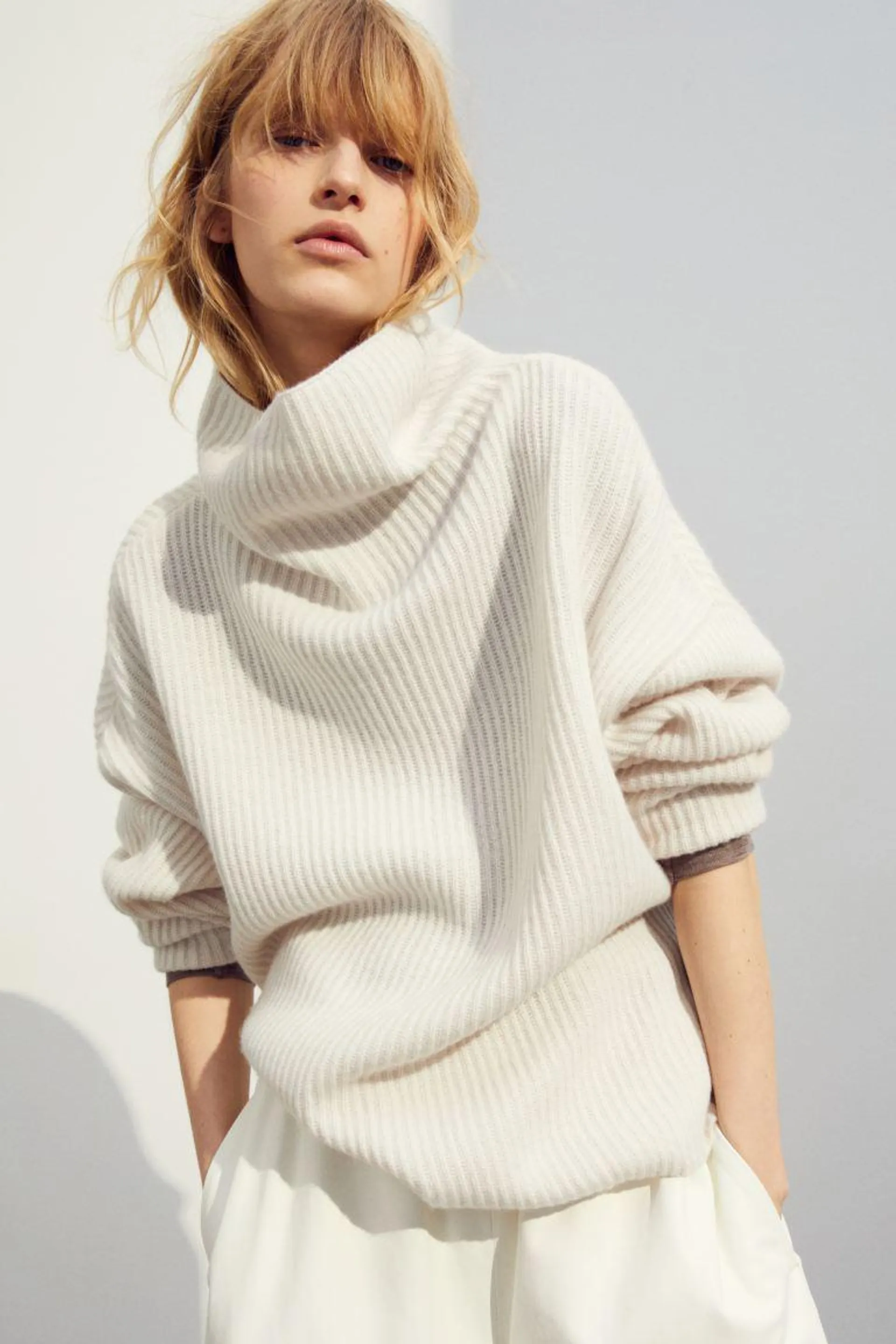 Rib-knit wool jumper