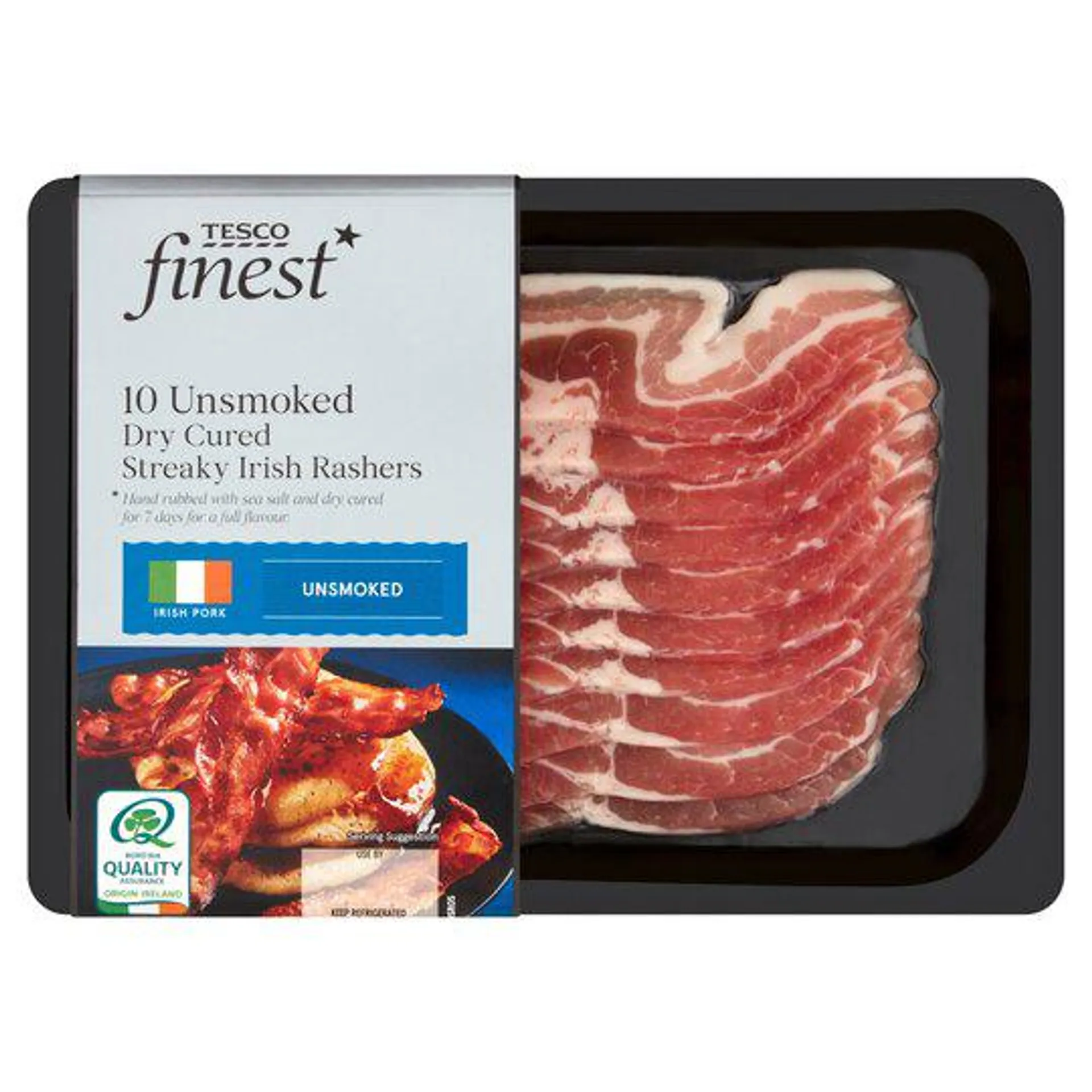 Tesco Finest Unsmoked Dry Cured Streaky Rashers 240G