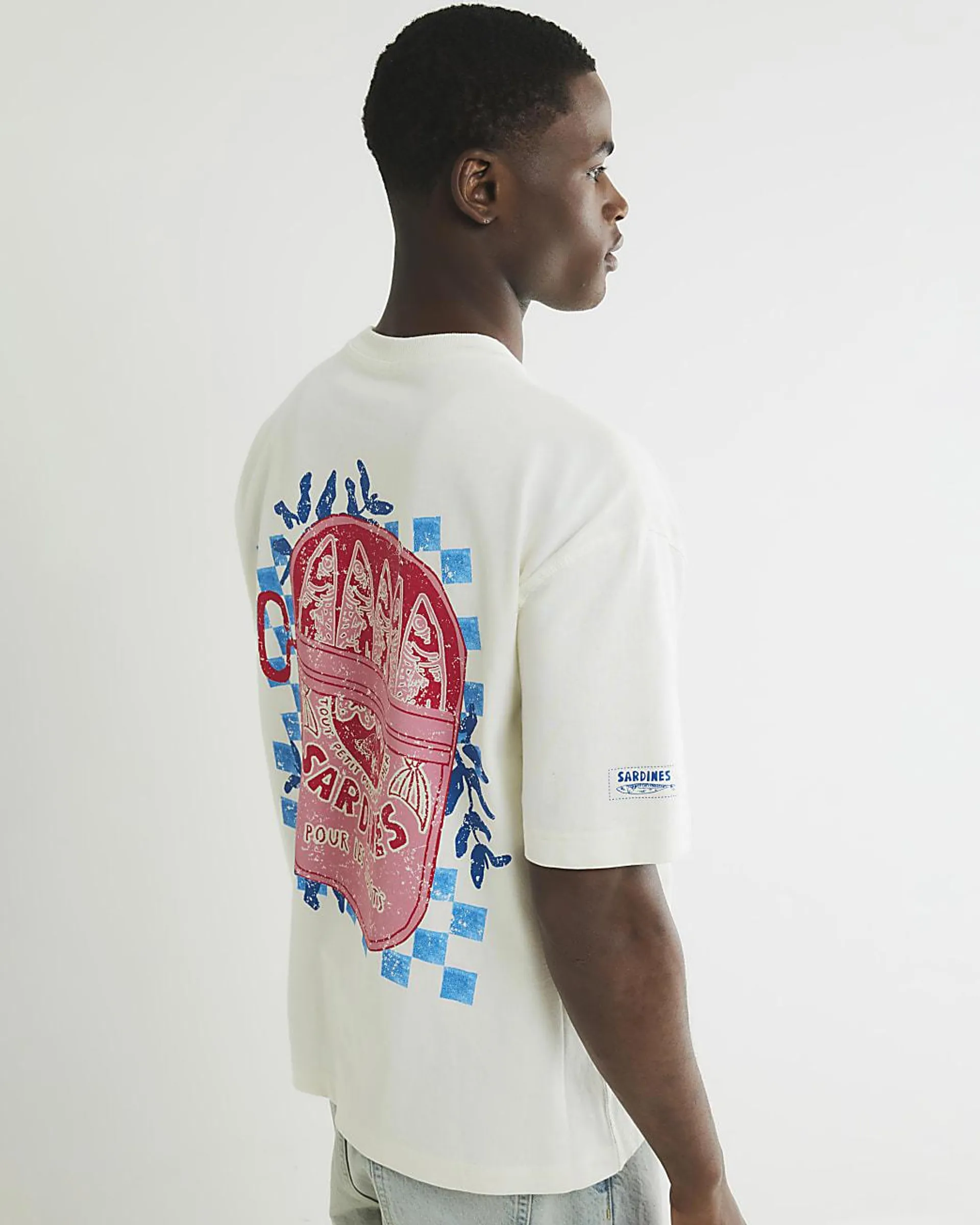 Ecru Boxy Fit Sardine T-Shirt