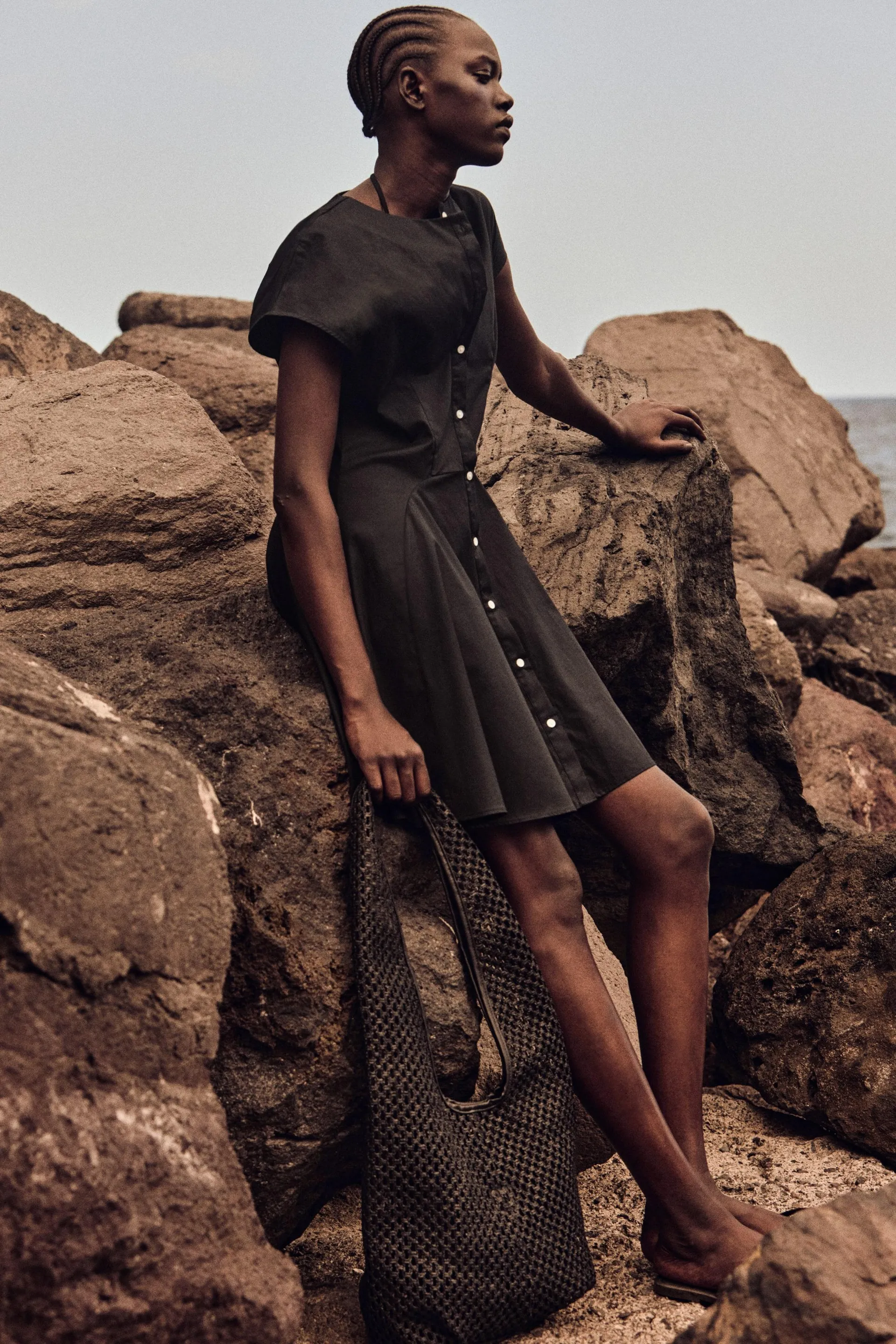 Button-front cotton dress