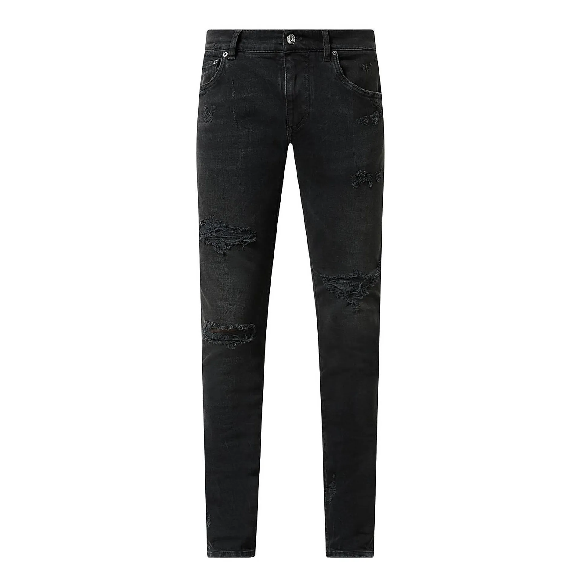 Mid-Rise Ripped Denim Jeans