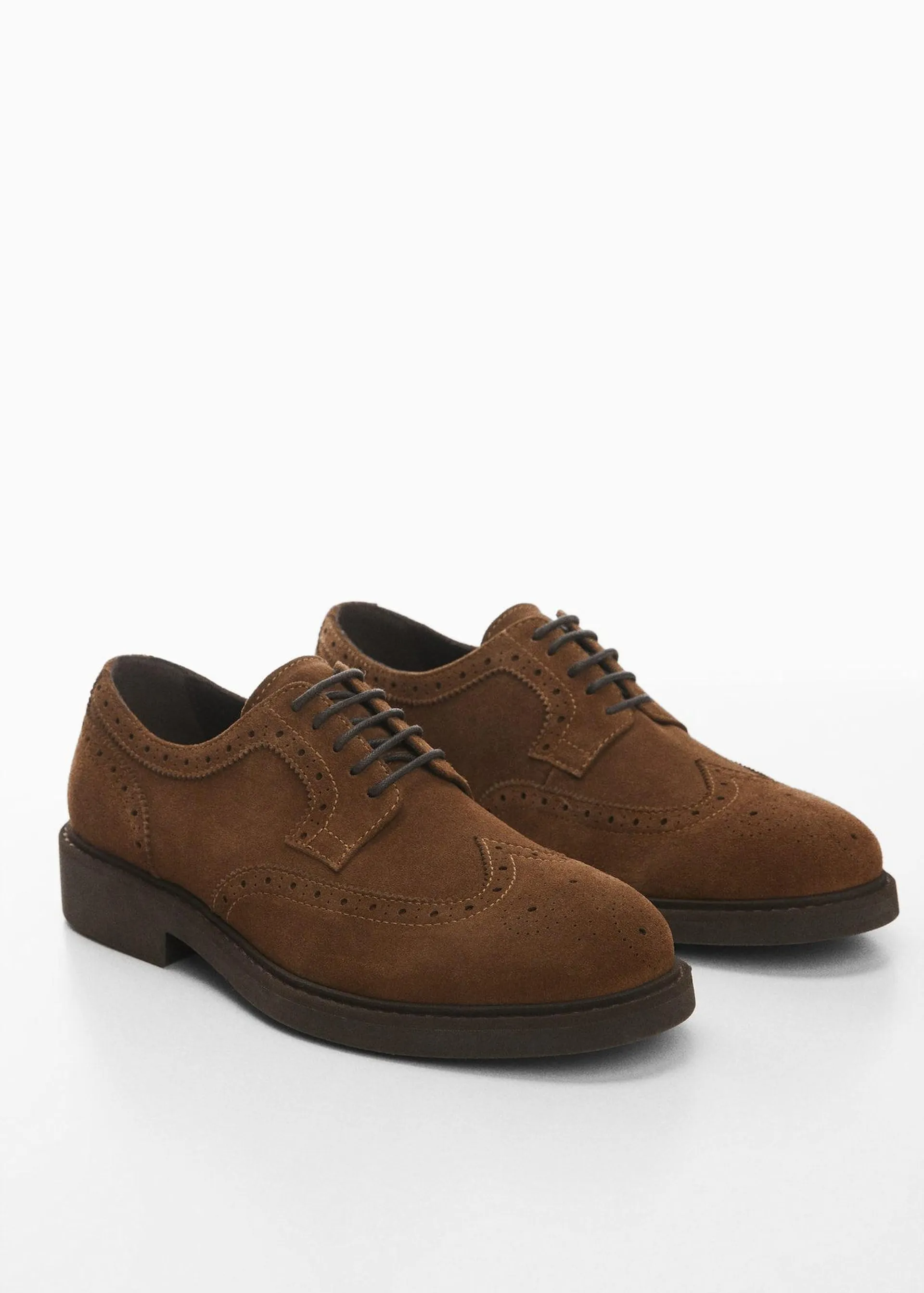 Die-cut suede blucher shoes