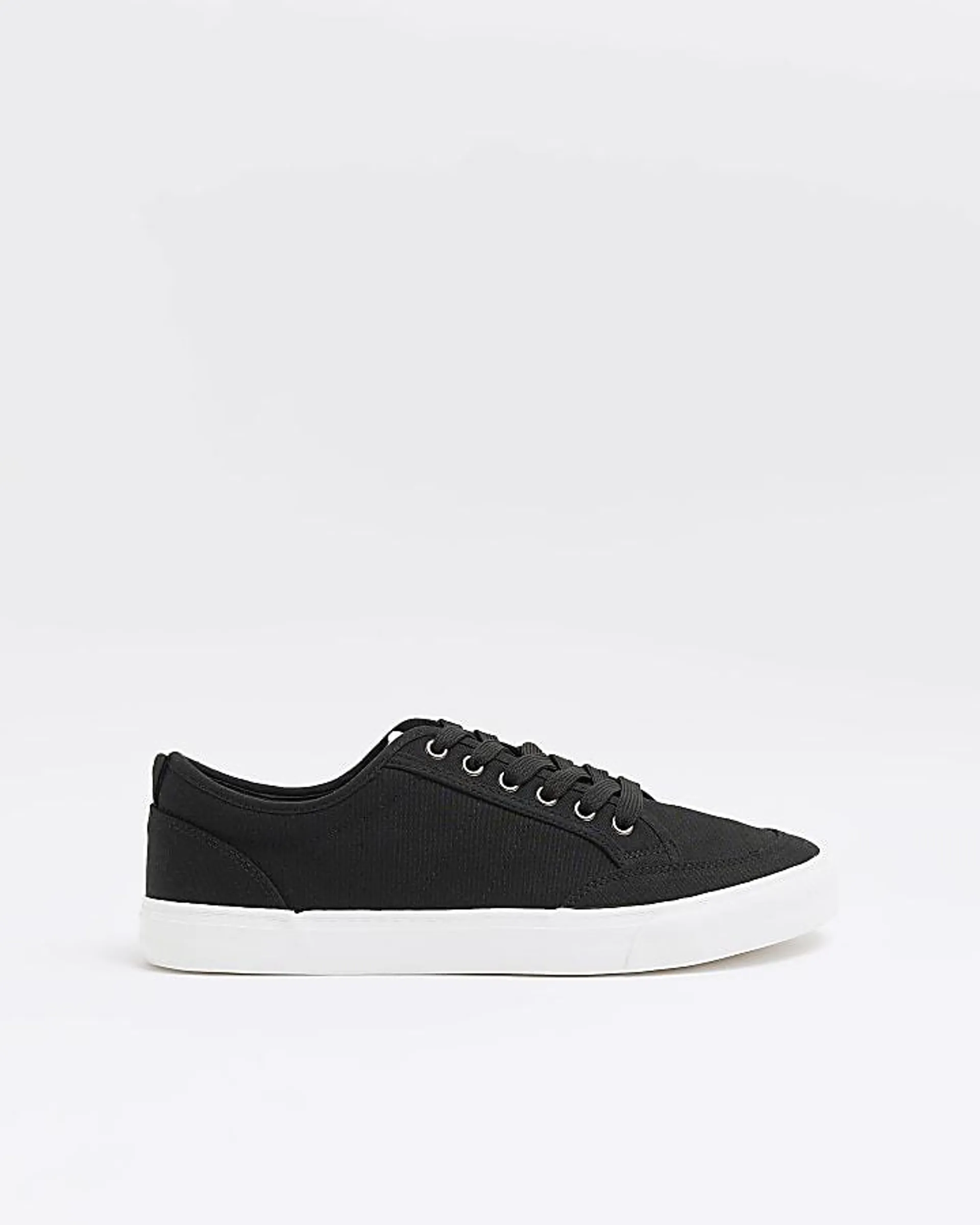 Black canvas lace up trainers