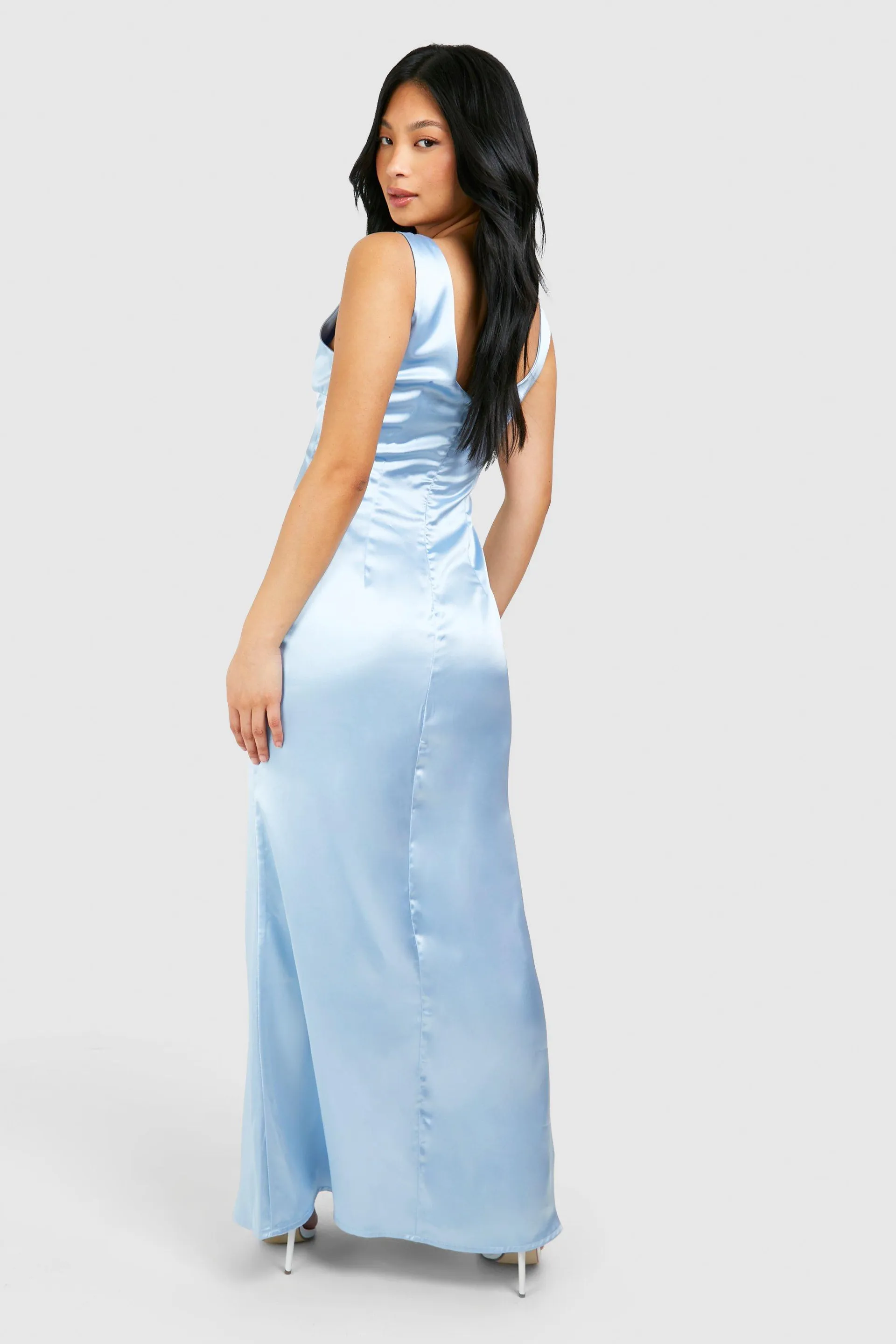 Petite Satin Keyhole Tie Maxi Dress