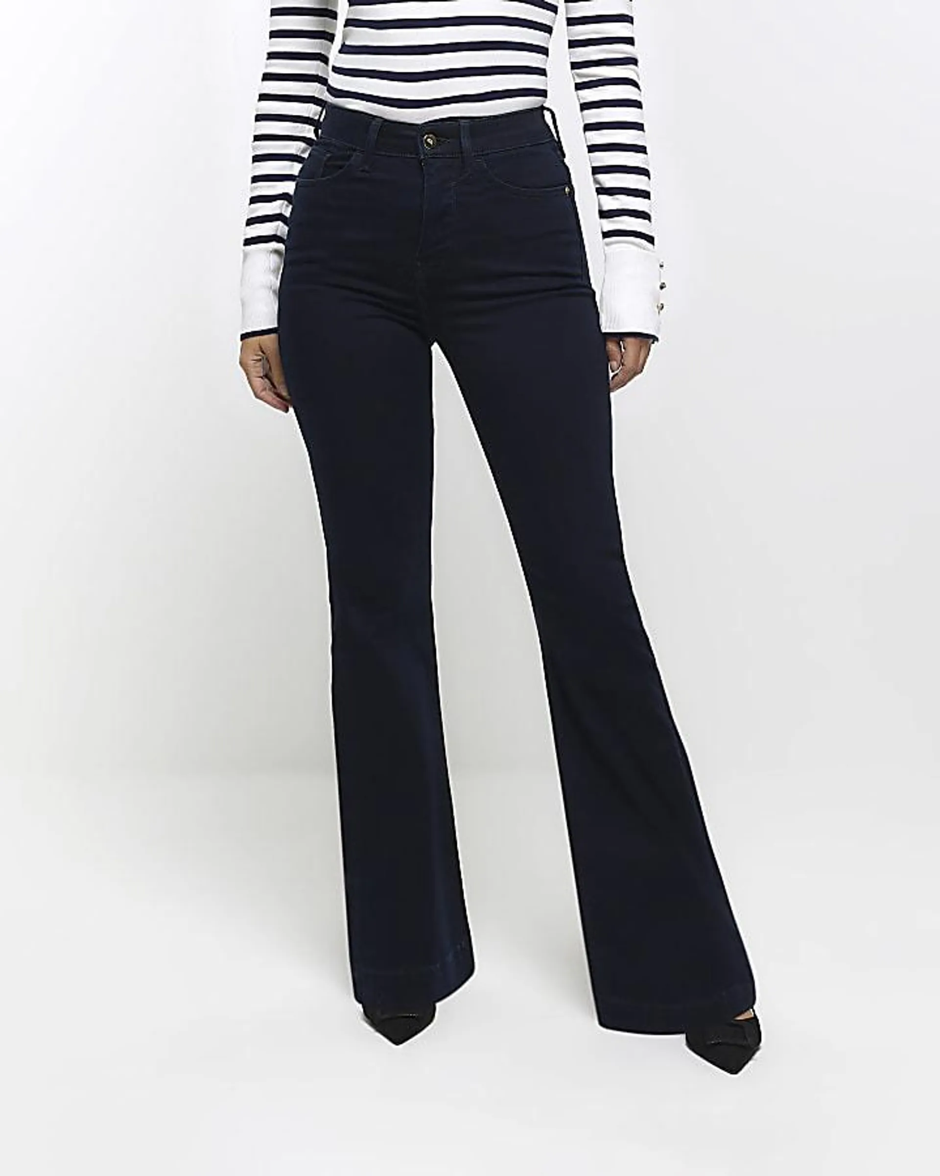 Blue high waisted tummy hold flare jeans