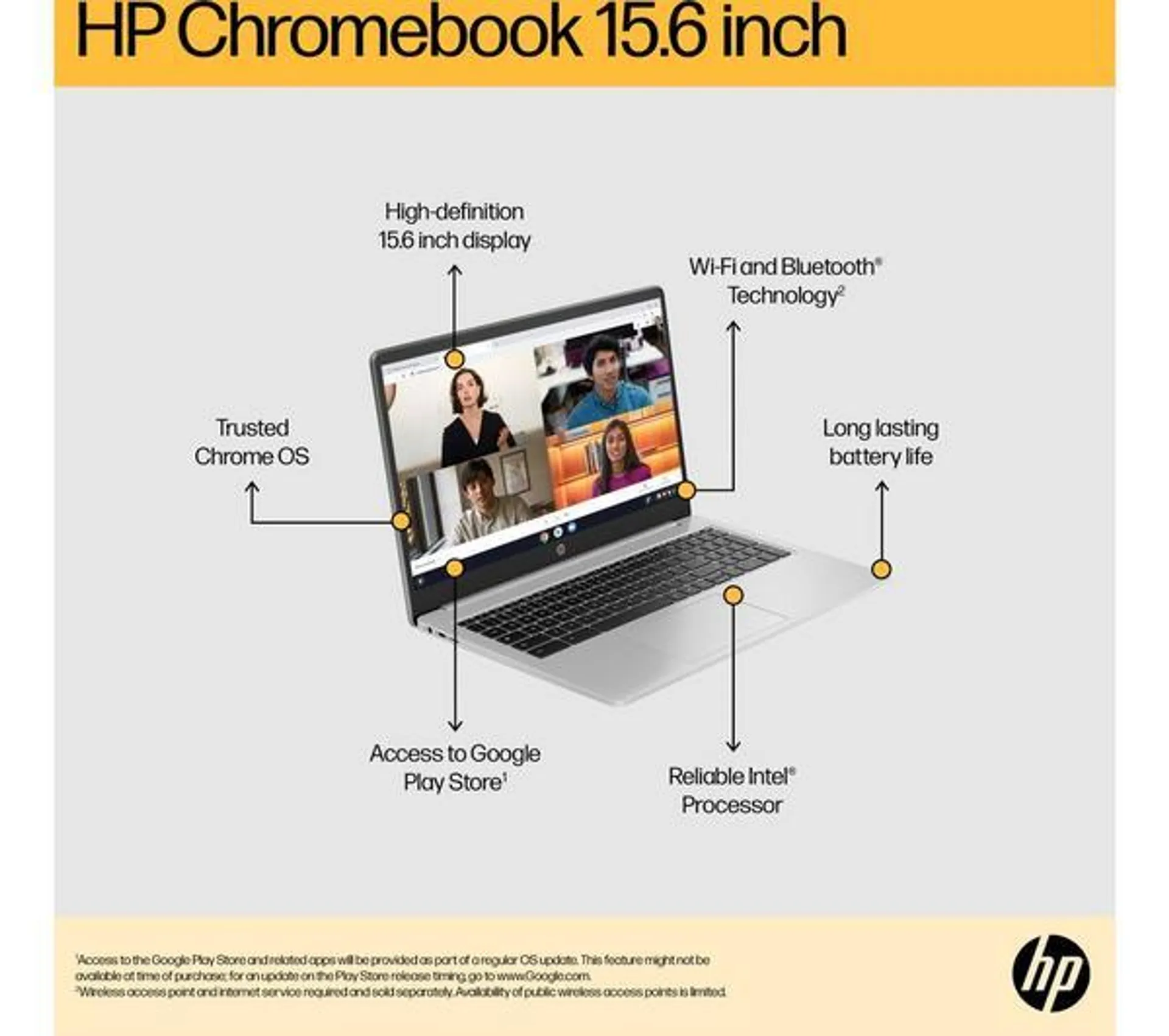 HP 15a-na0500sa 15.6" Chromebook - Intel® Pentium®, 128 GB eMMC, Silver