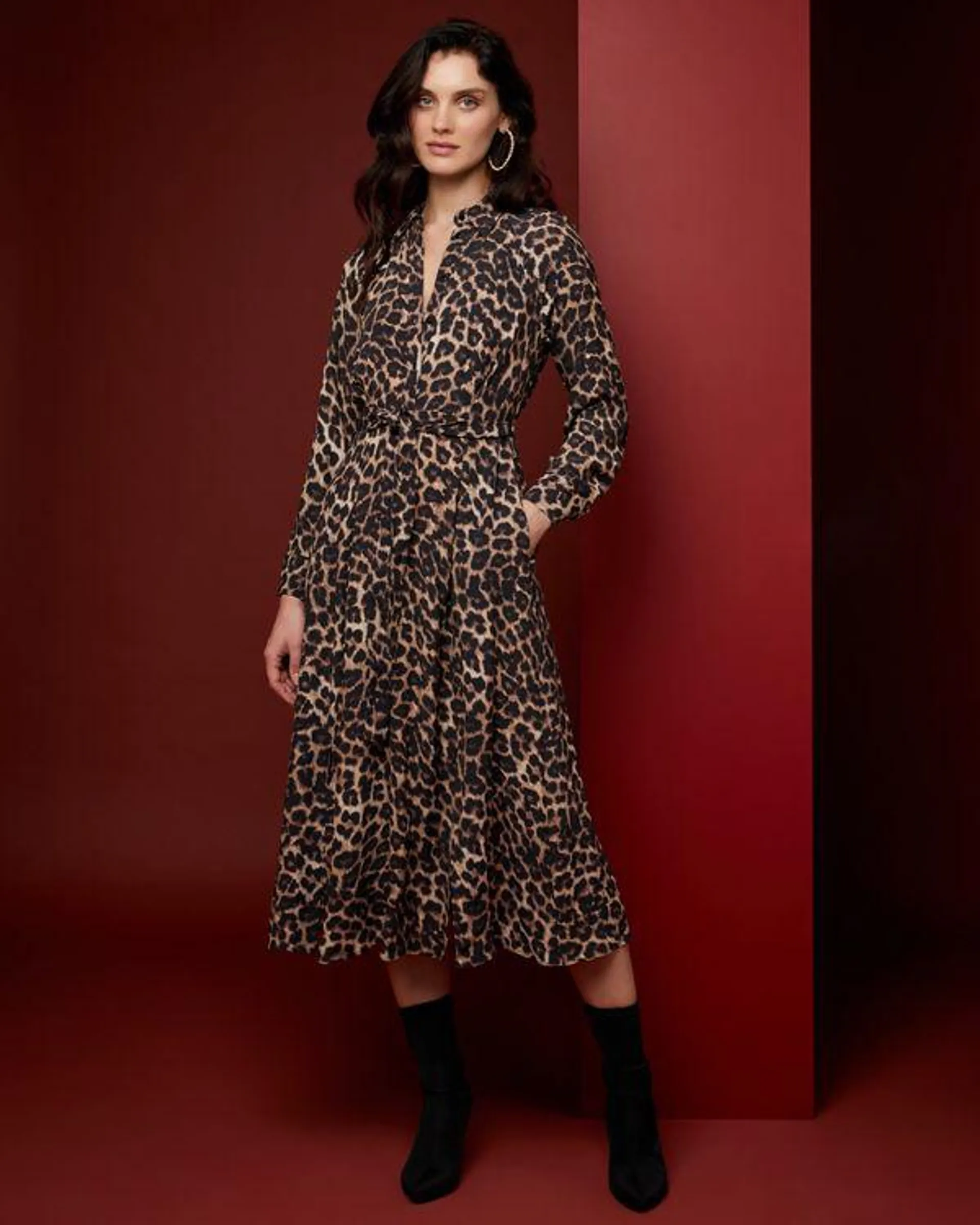 Gallery Leopard Print Shirt Dress