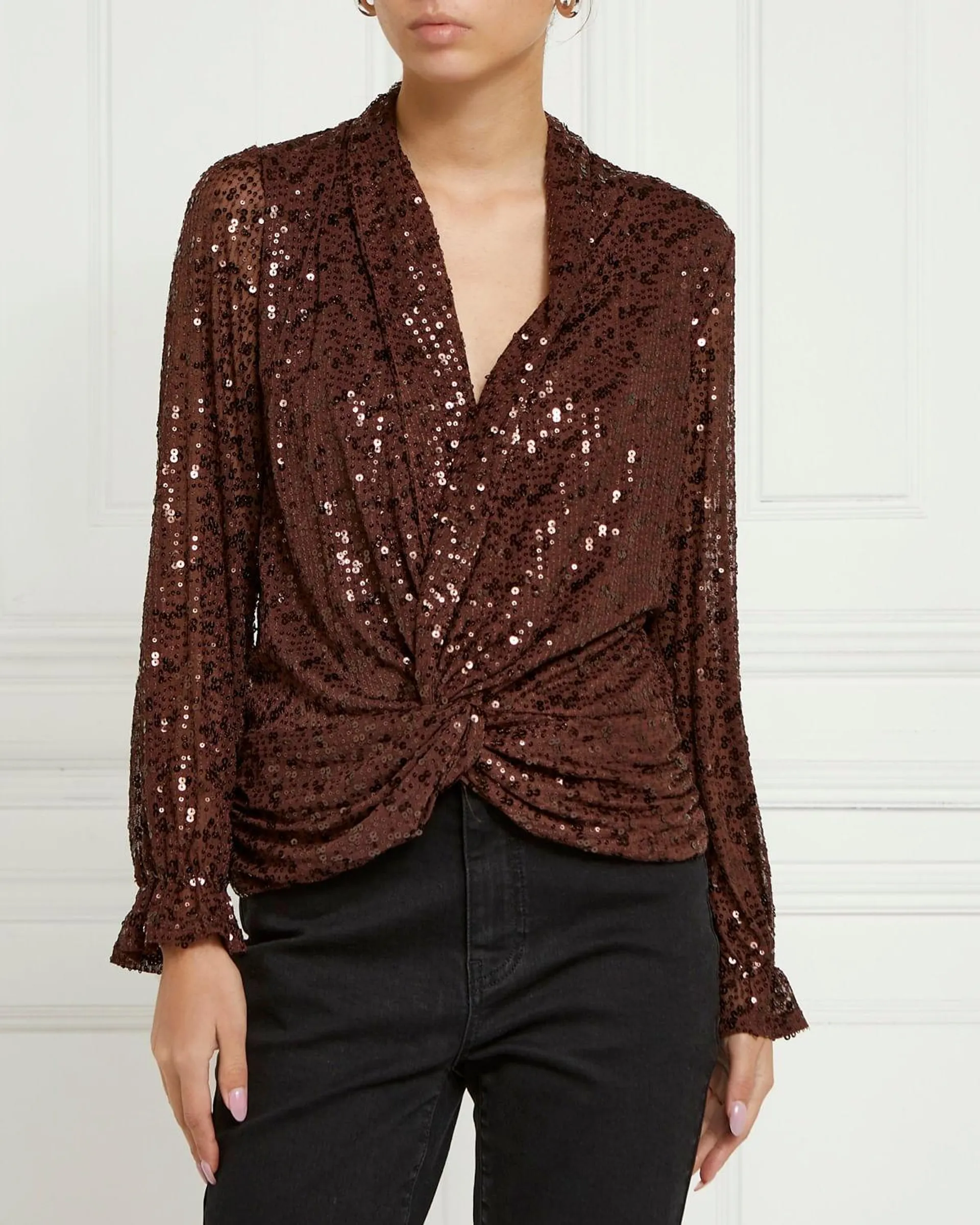 Gallery Selene Sequin Knot Top