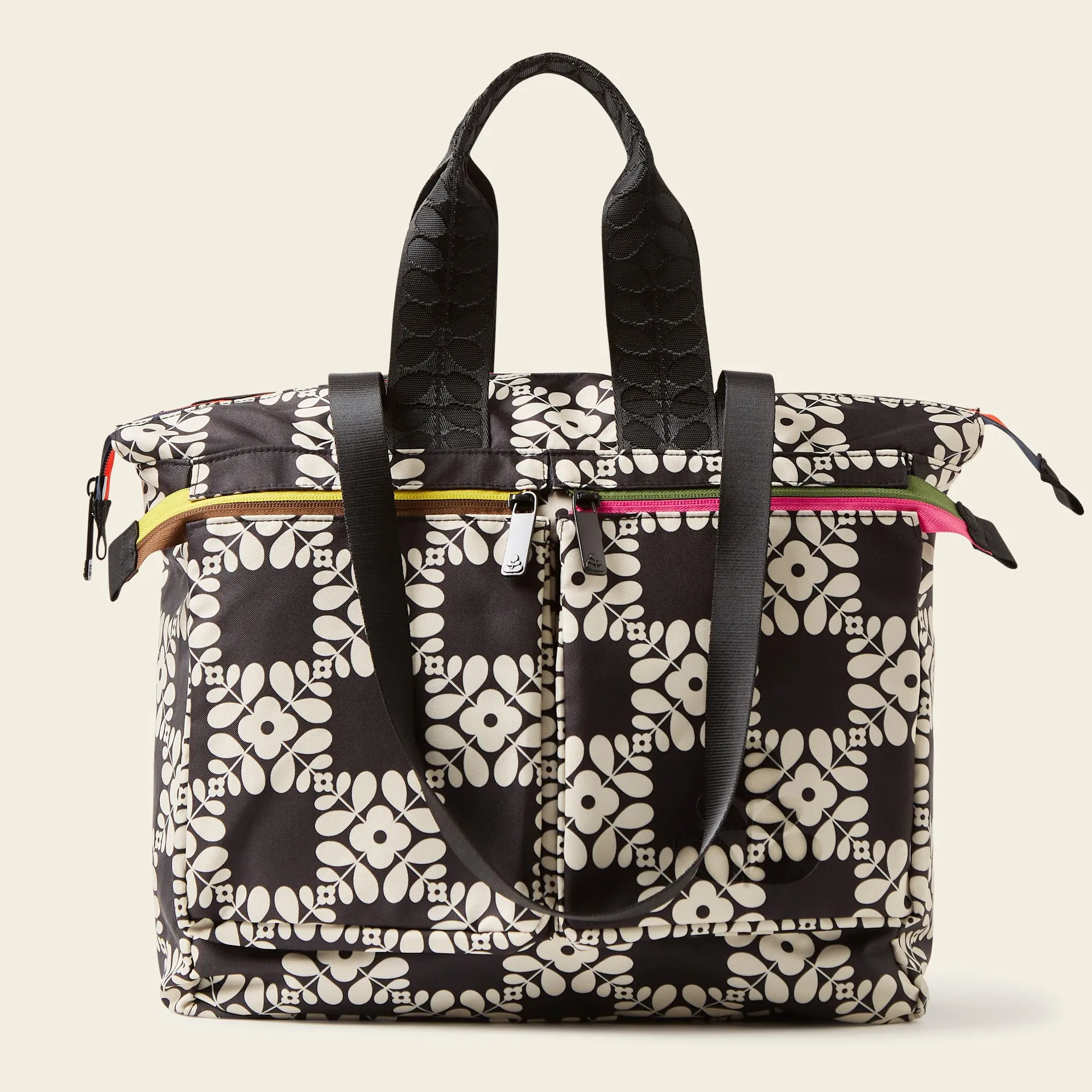 Axis Tote in Lattice Flower Tile Onyx