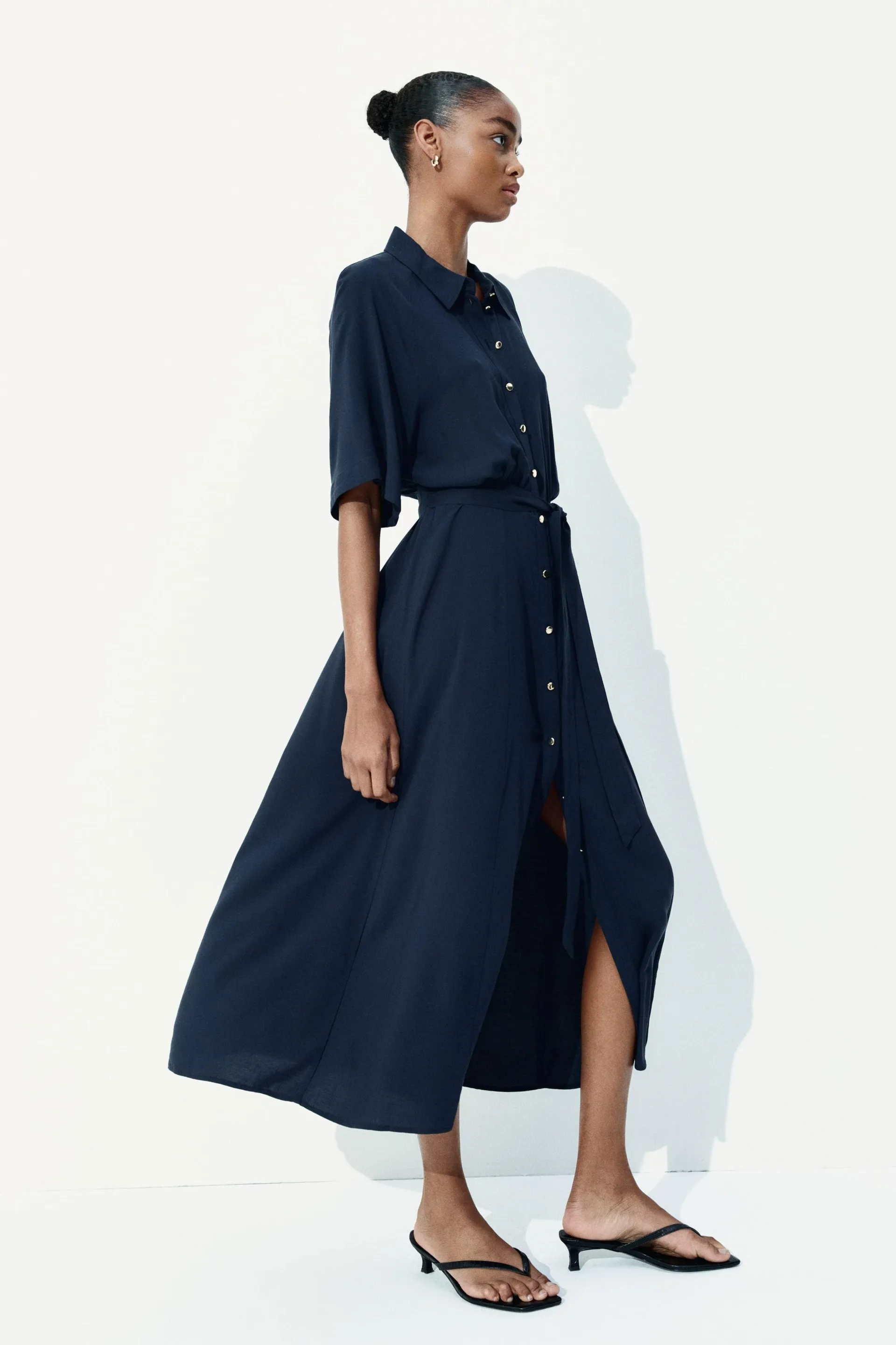Tie-belt shirt dress