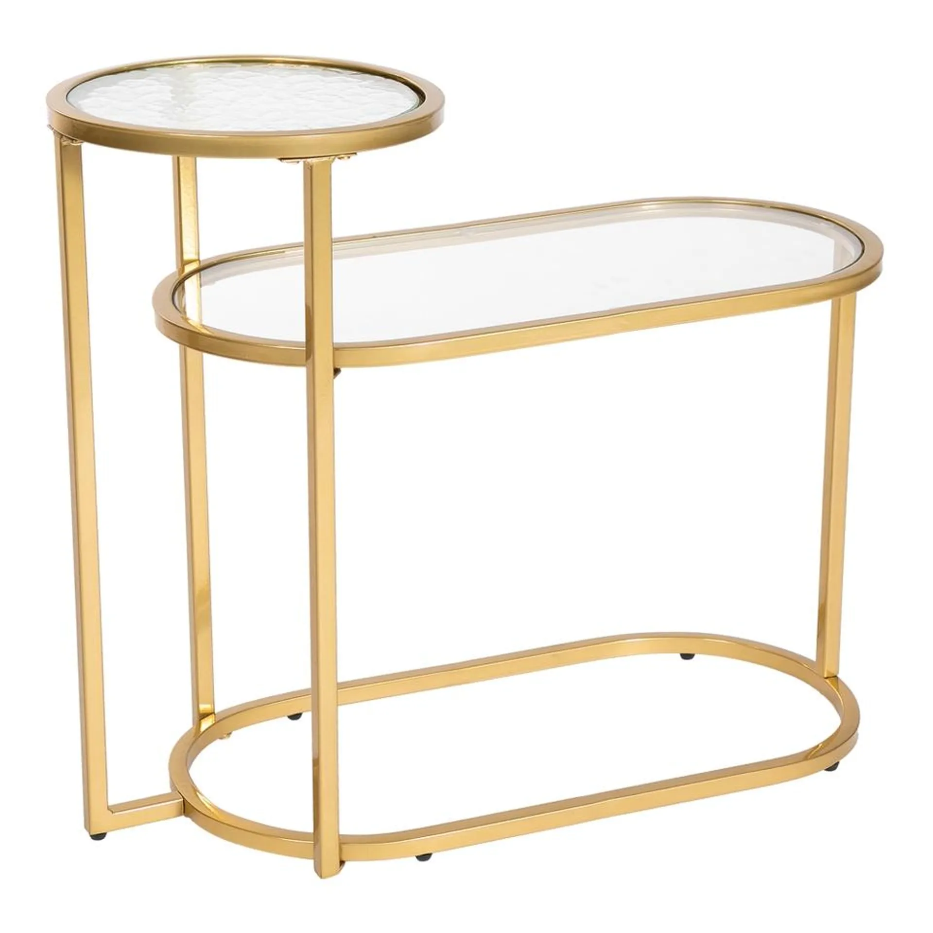 Ophelia 2 Tier Textured Glass Sofa Side Table