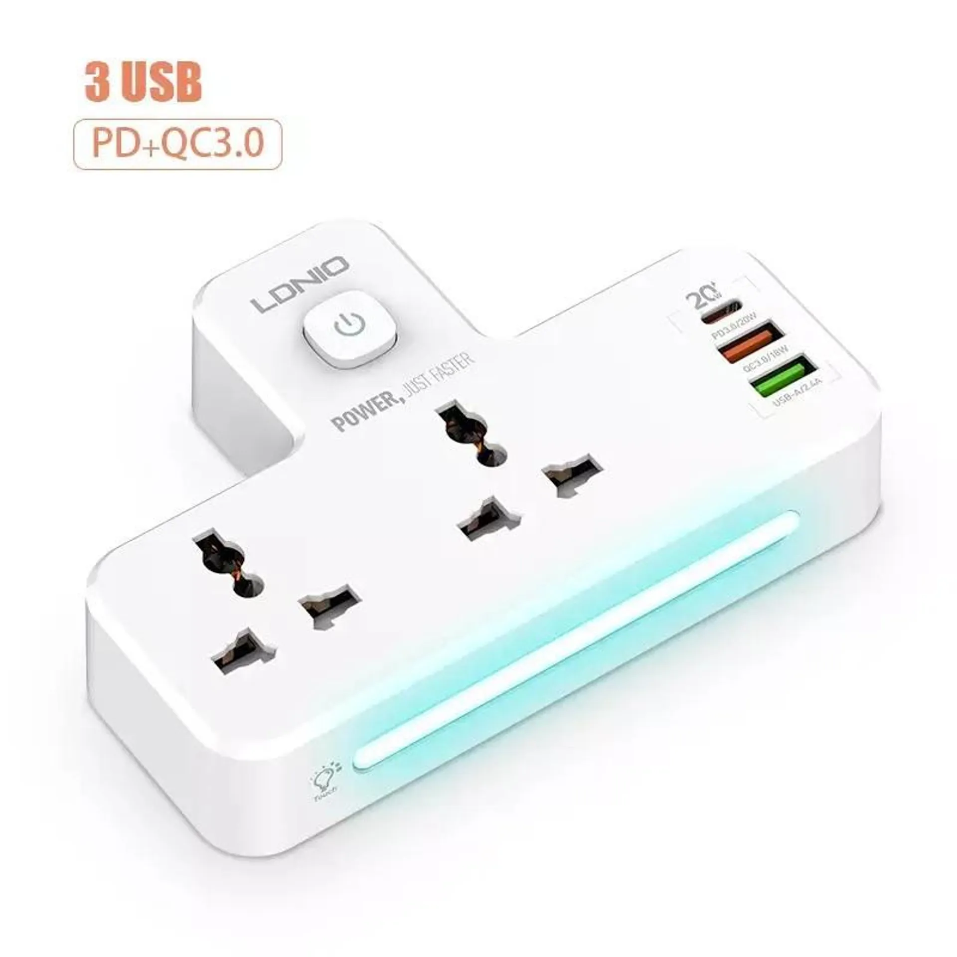 LDNIO 2 GANG SURGE SOCKET WITH USB PORTS