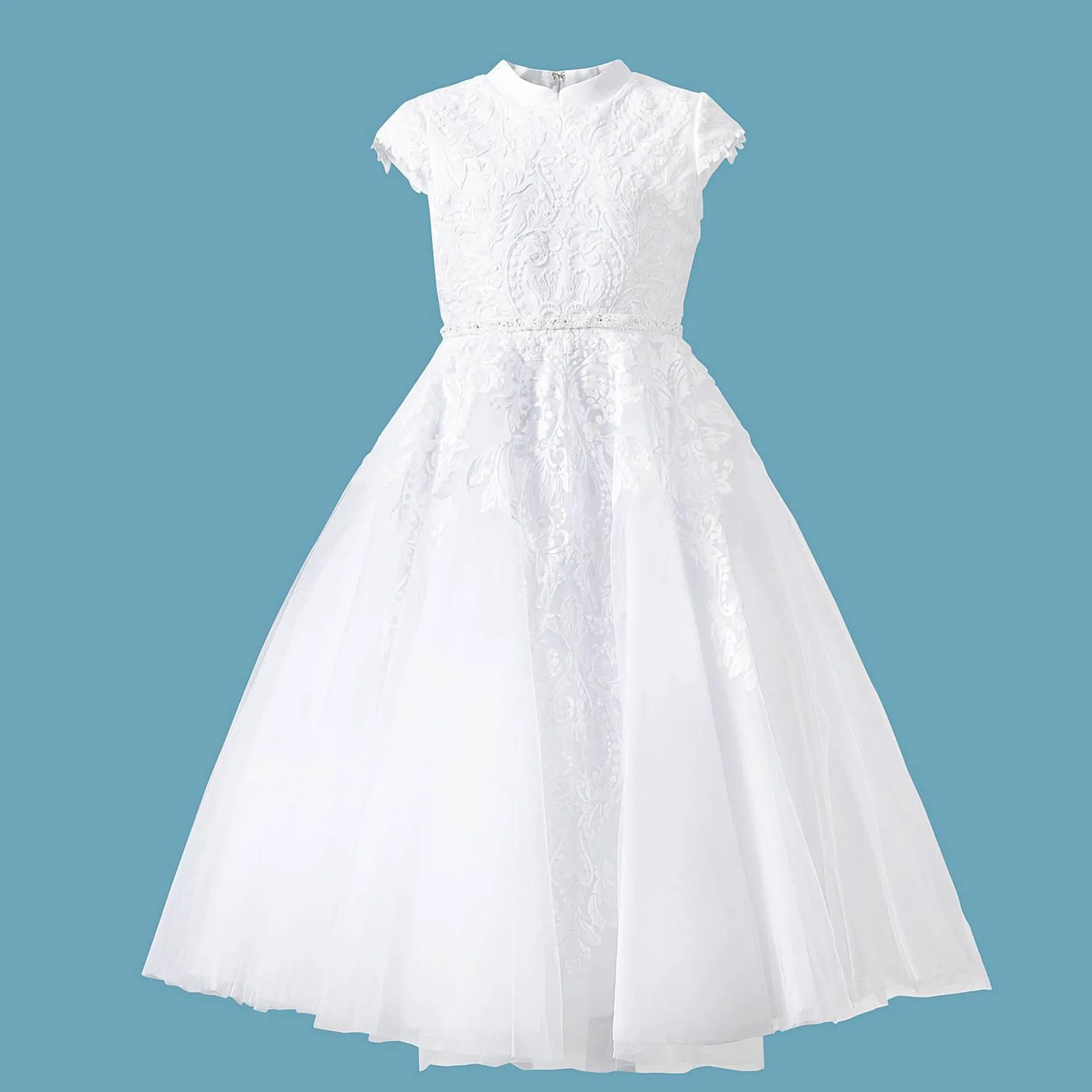 Mandarin Collar Lace Communion Dress