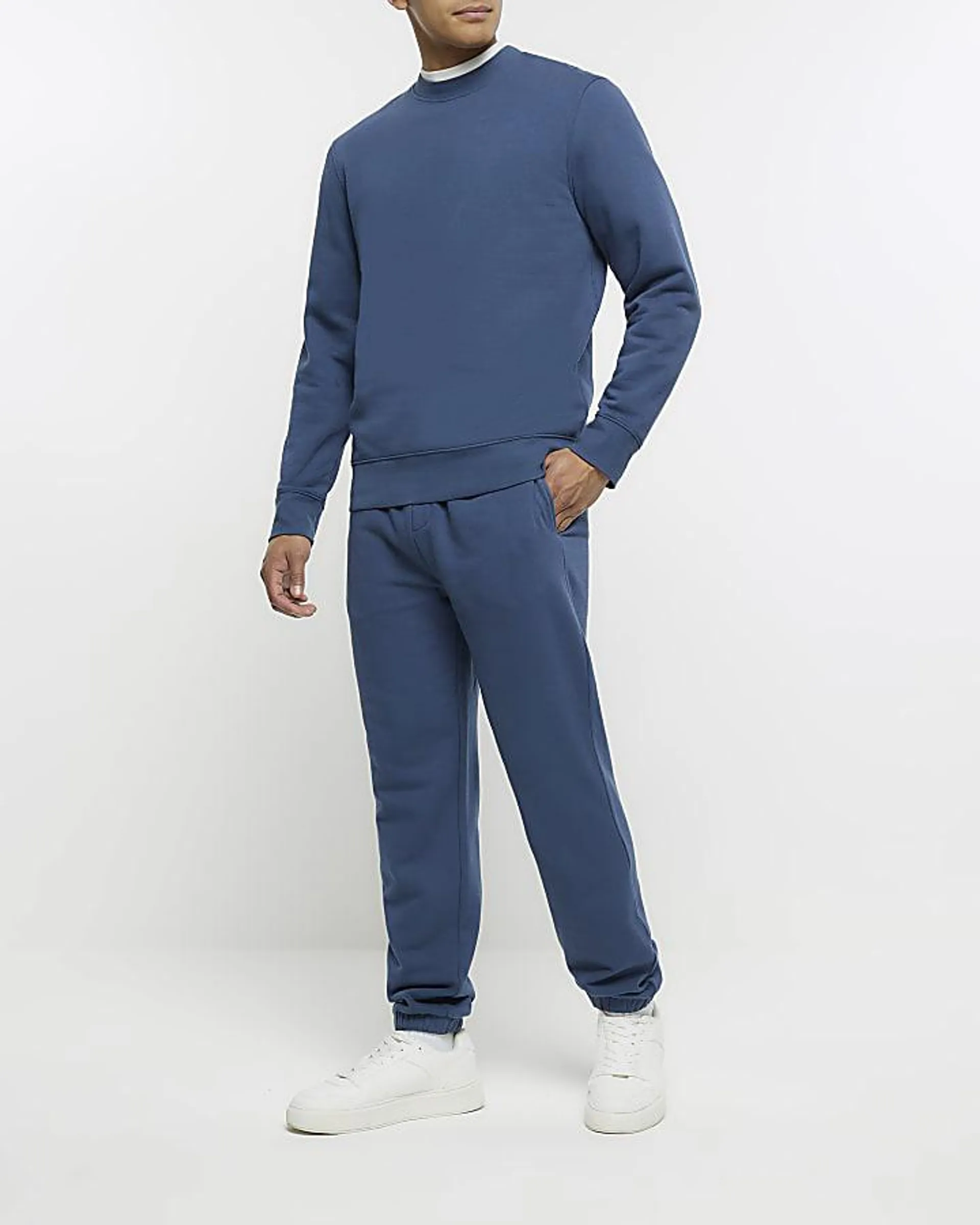 Blue slim fit basic sweatshirt