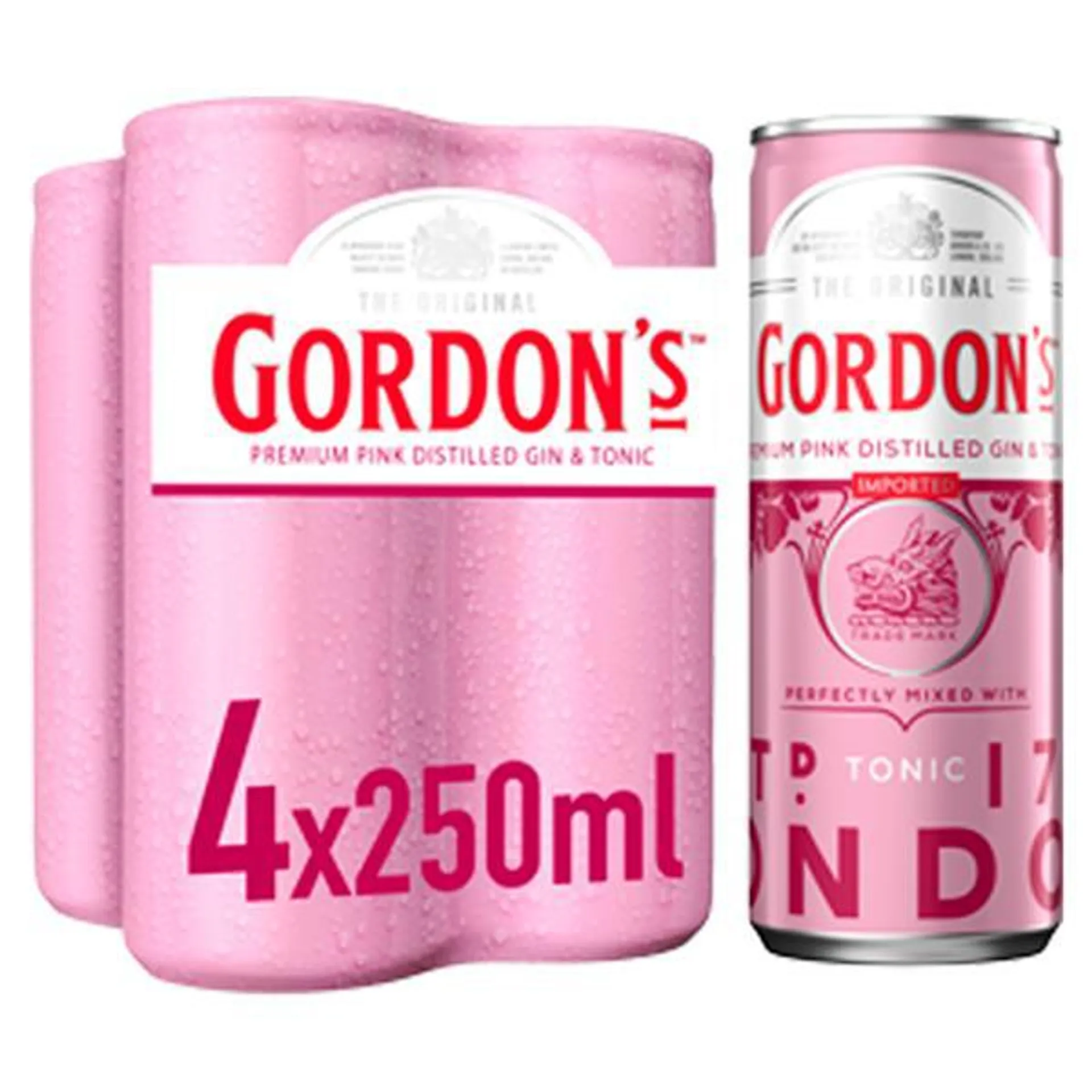 Premium Pink Gin & Tonic 4 x 250ml Ready to Drink Premix Can Multipack