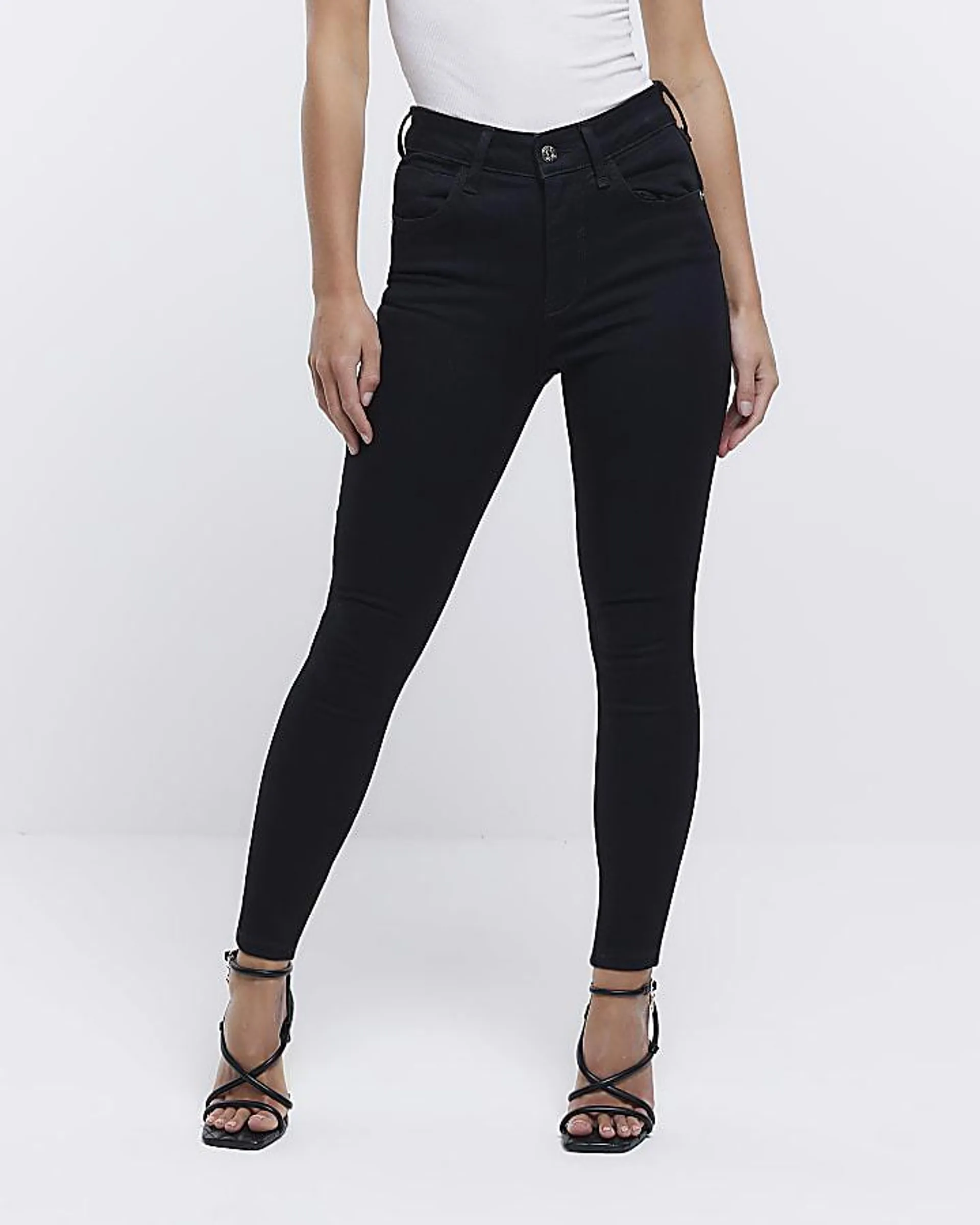 Petite Black High Waisted Skinny Jeans