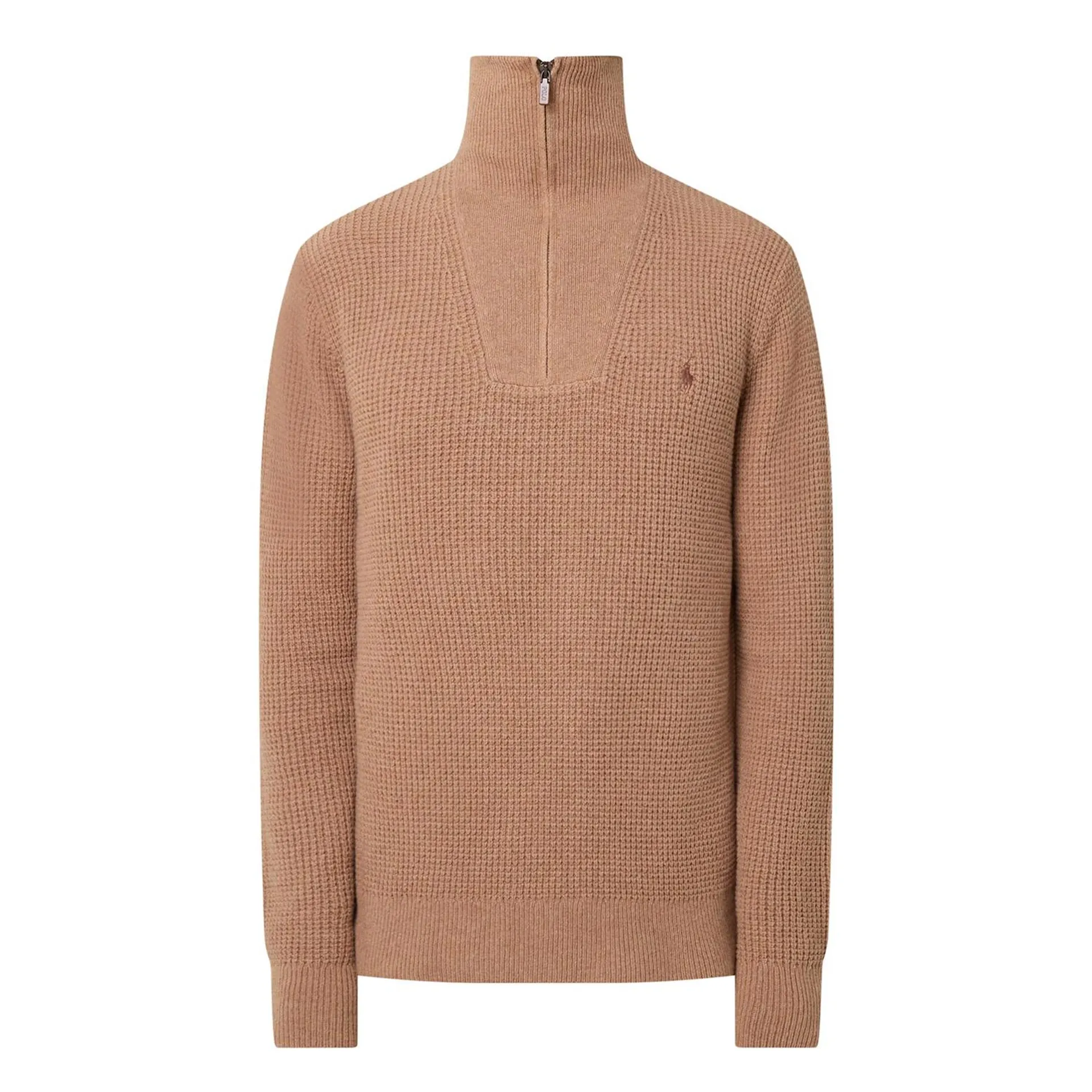 Logo Half-Zip Waffle-Knit Sweater