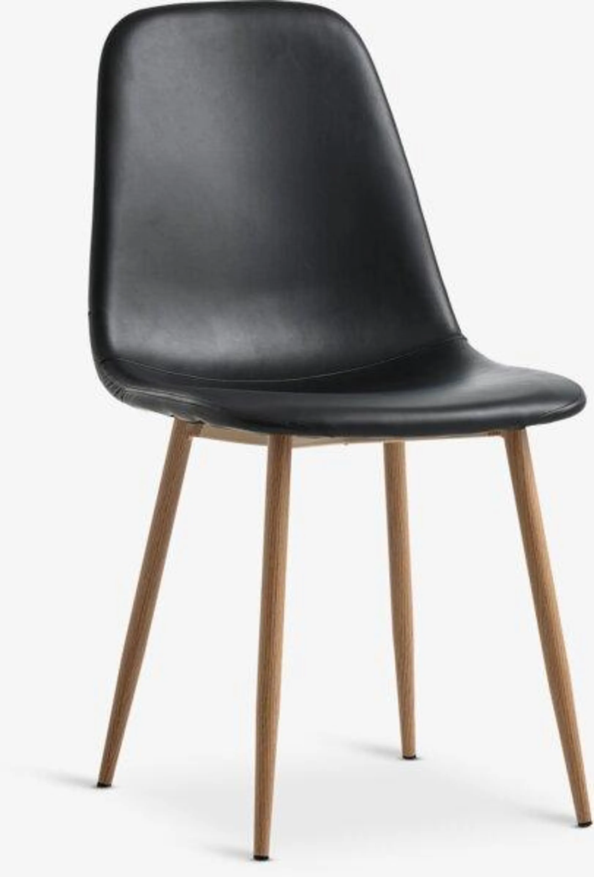Dining chair JONSTRUP black faux leather/oak colour