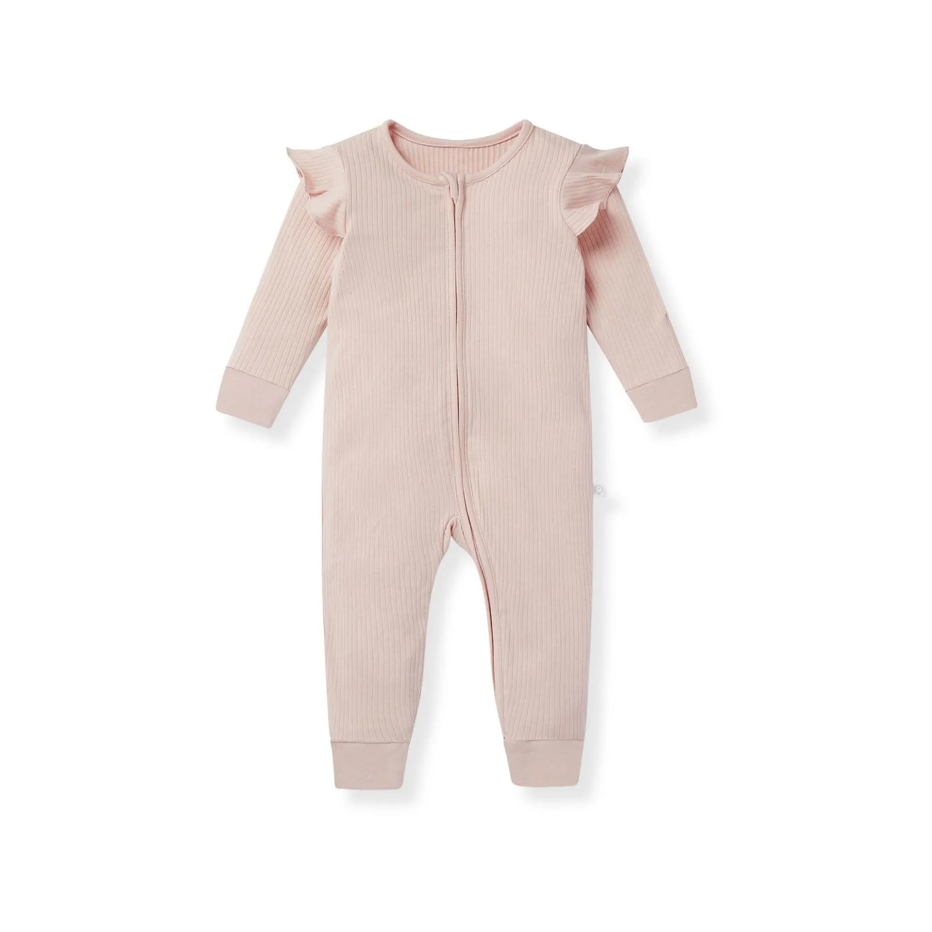 Clever Zip Ribbed Frill Sleepsuit