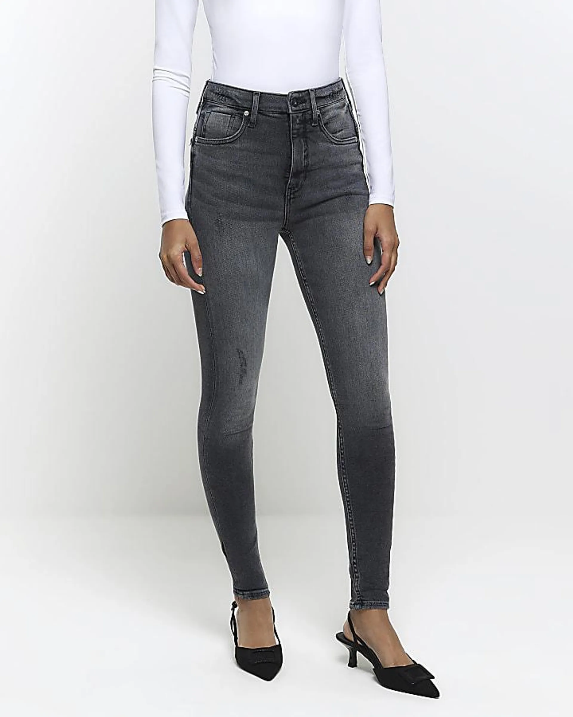 Black high waisted bum sculpt skinny jeans