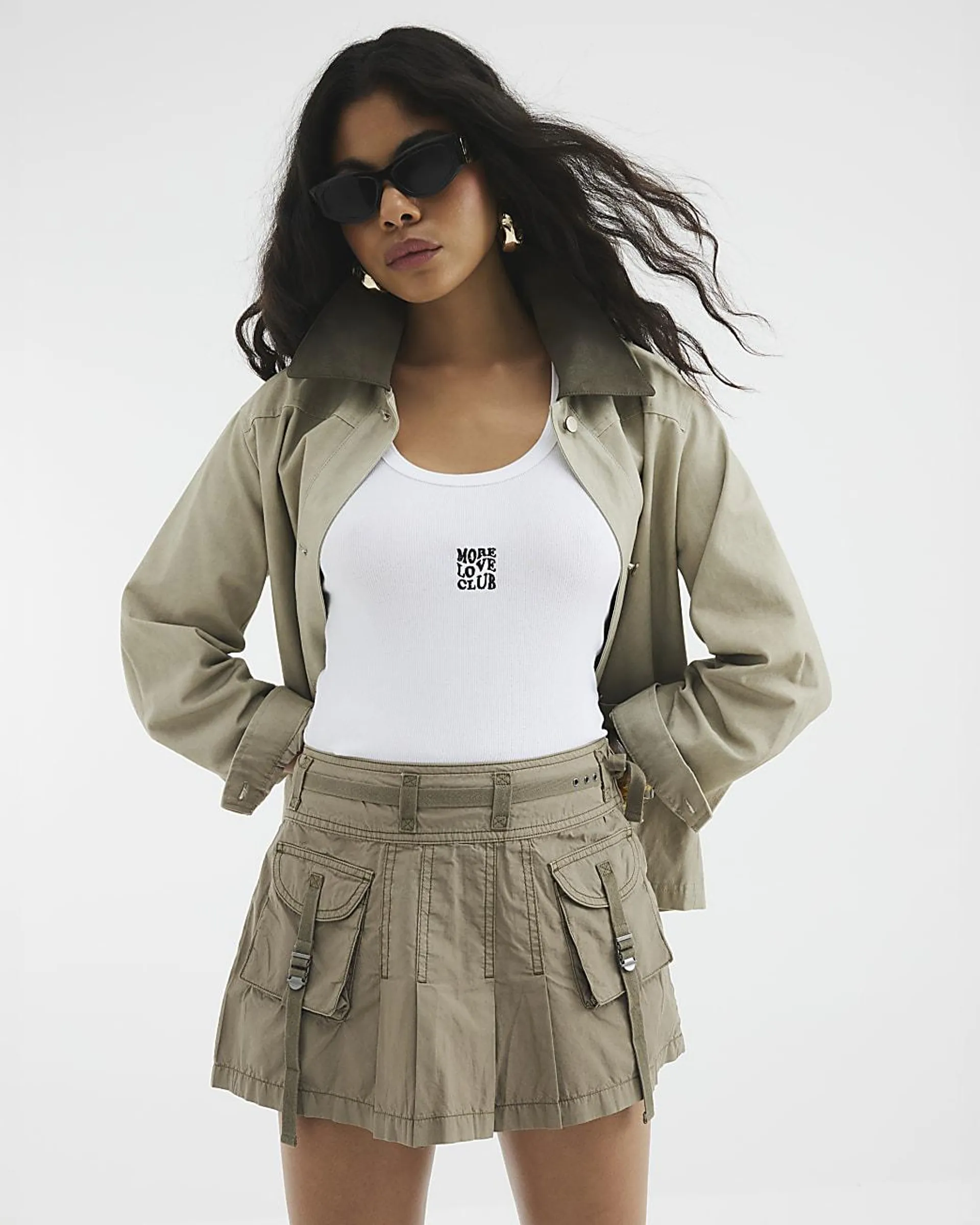 Khaki Utility Mini Skirt