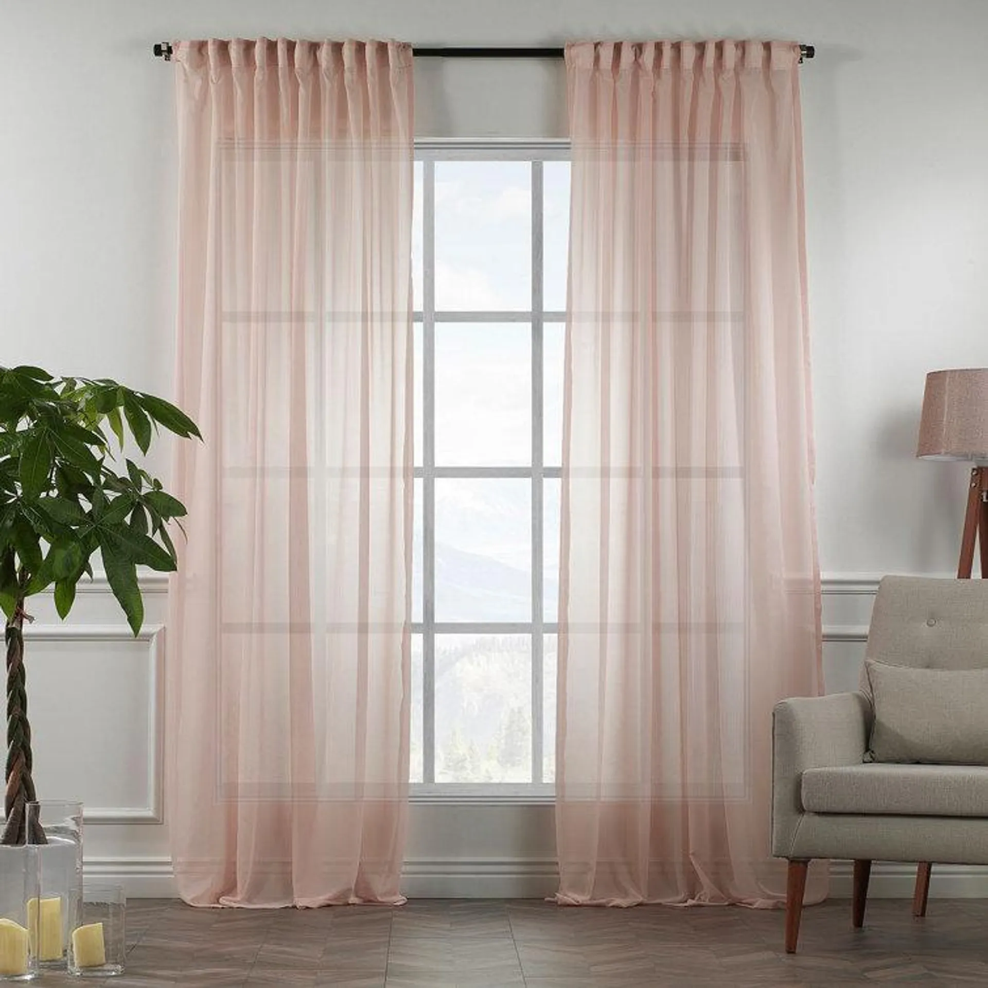 Extra Long & Extra Wide Chiffon Faux Silk Crep Curtain Panels (Set of 2)