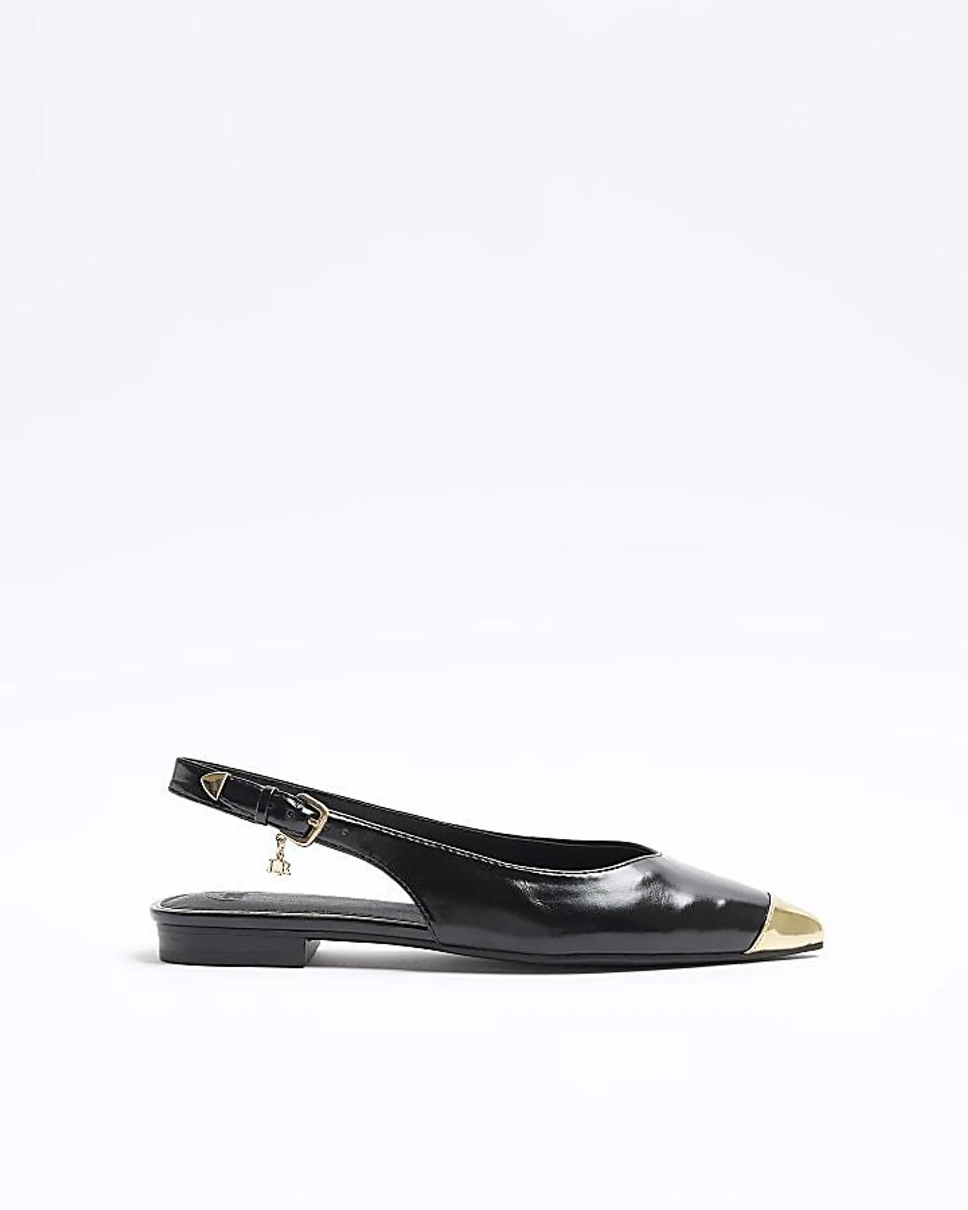 Black sling back point toe shoes