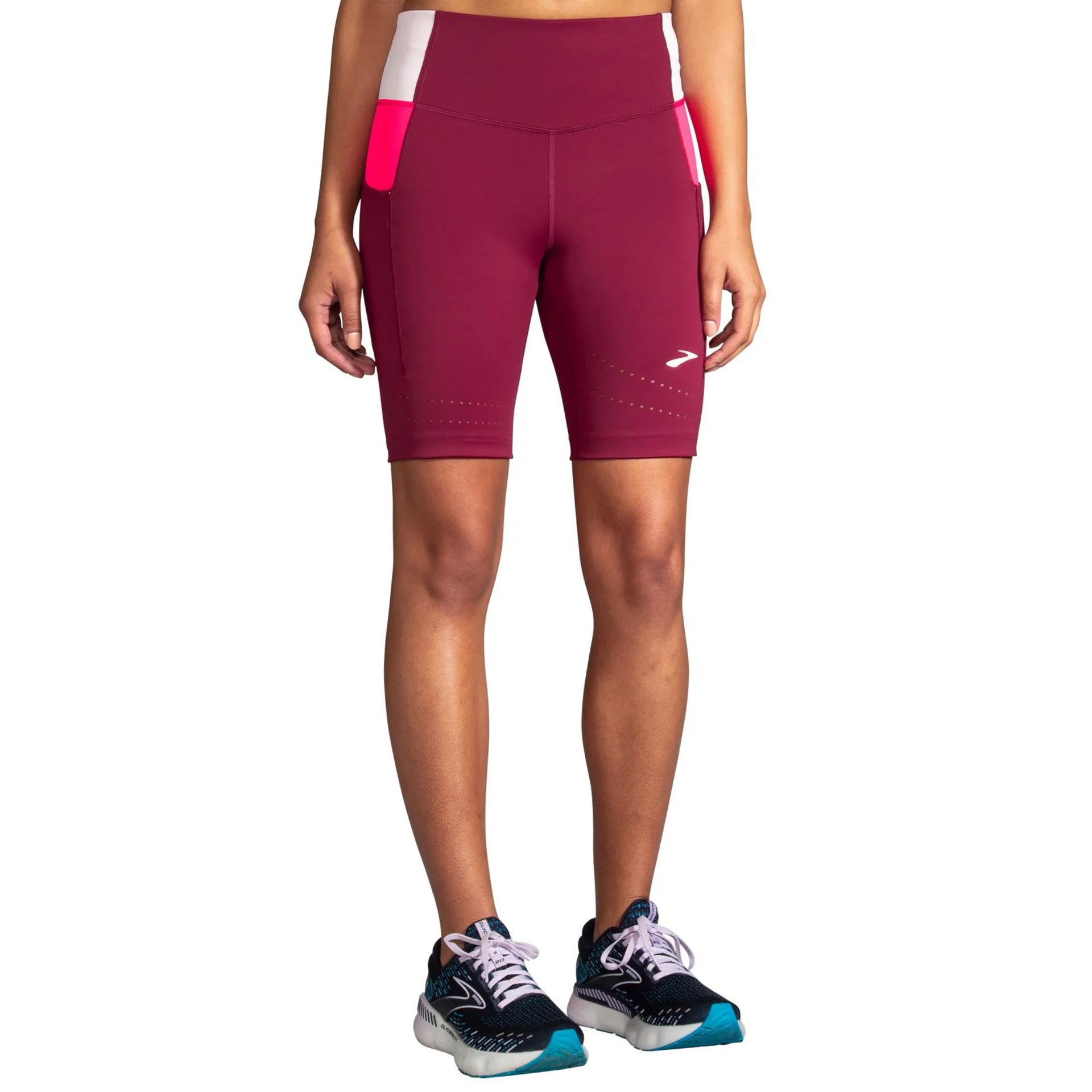 BROOKS WOMENS METHOD 8IN SHORT TIGHT PK, PINK
