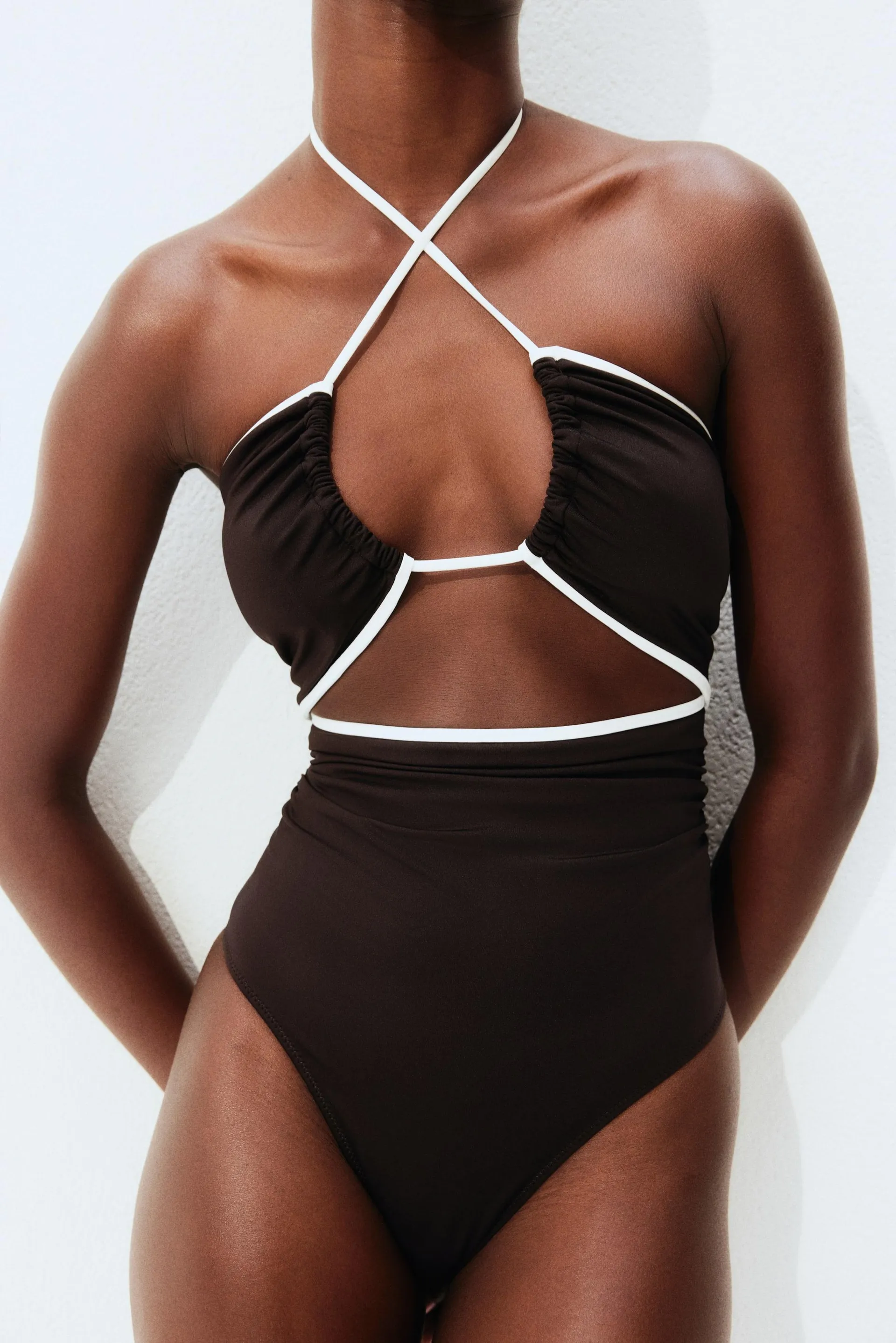 Padded-cup cut-out swimsuit