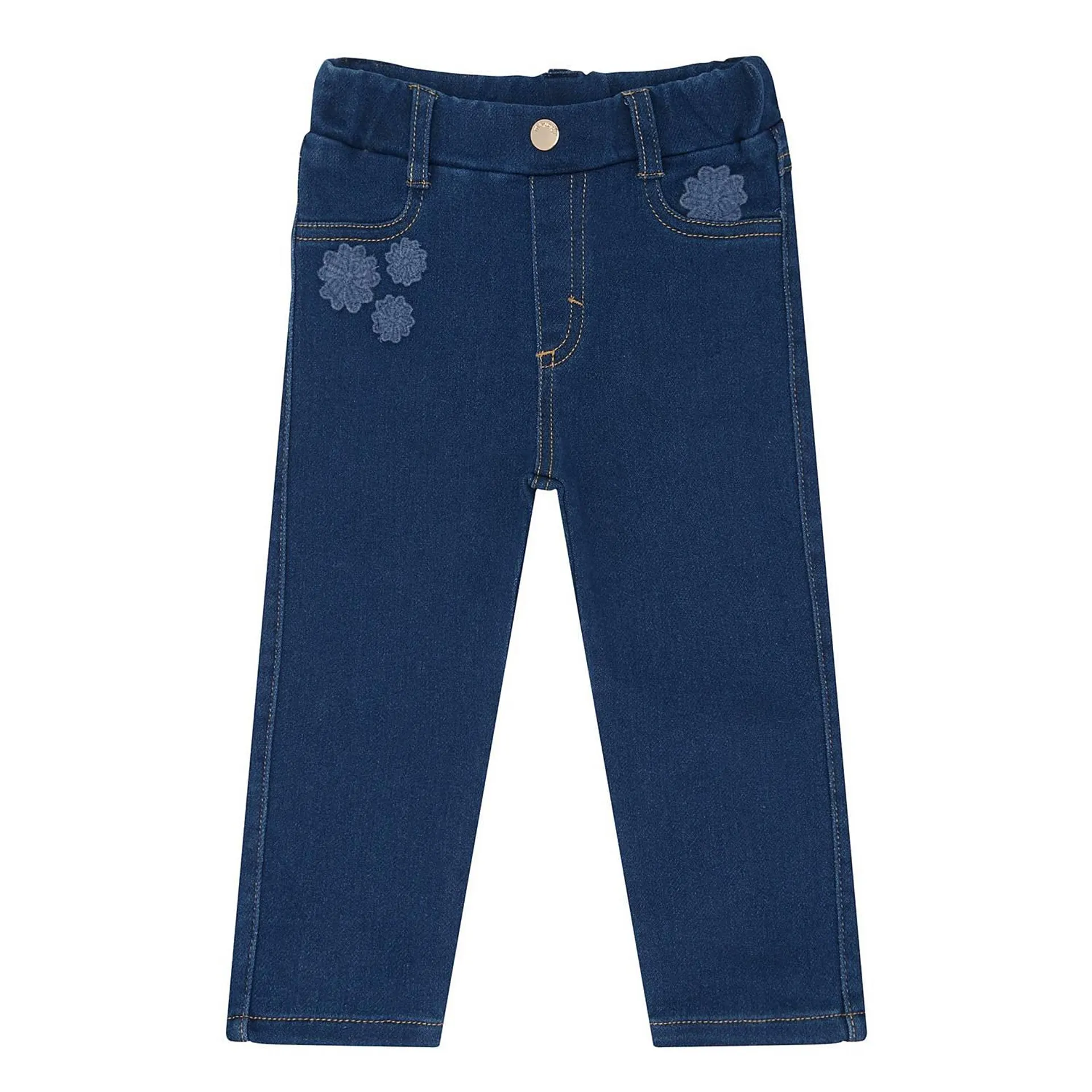 Flower & Heart Embroidered Jeans