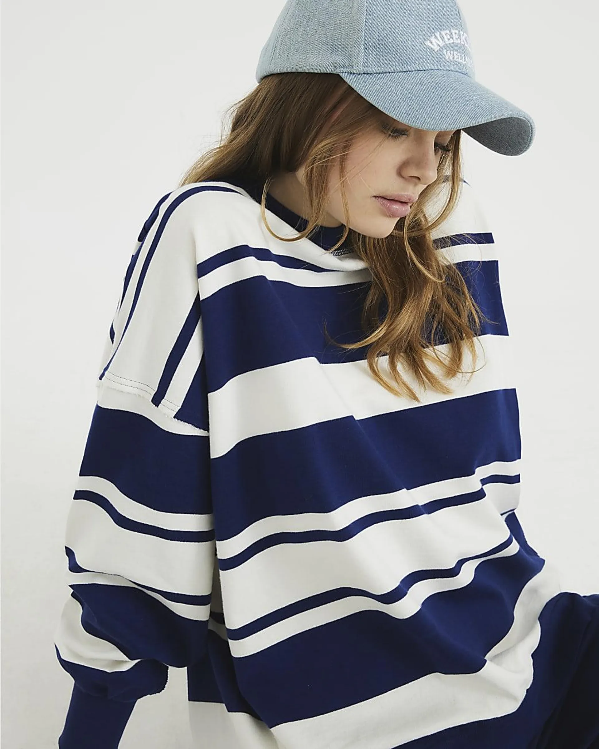 Navy Long Sleeve Striped Sweatshirt