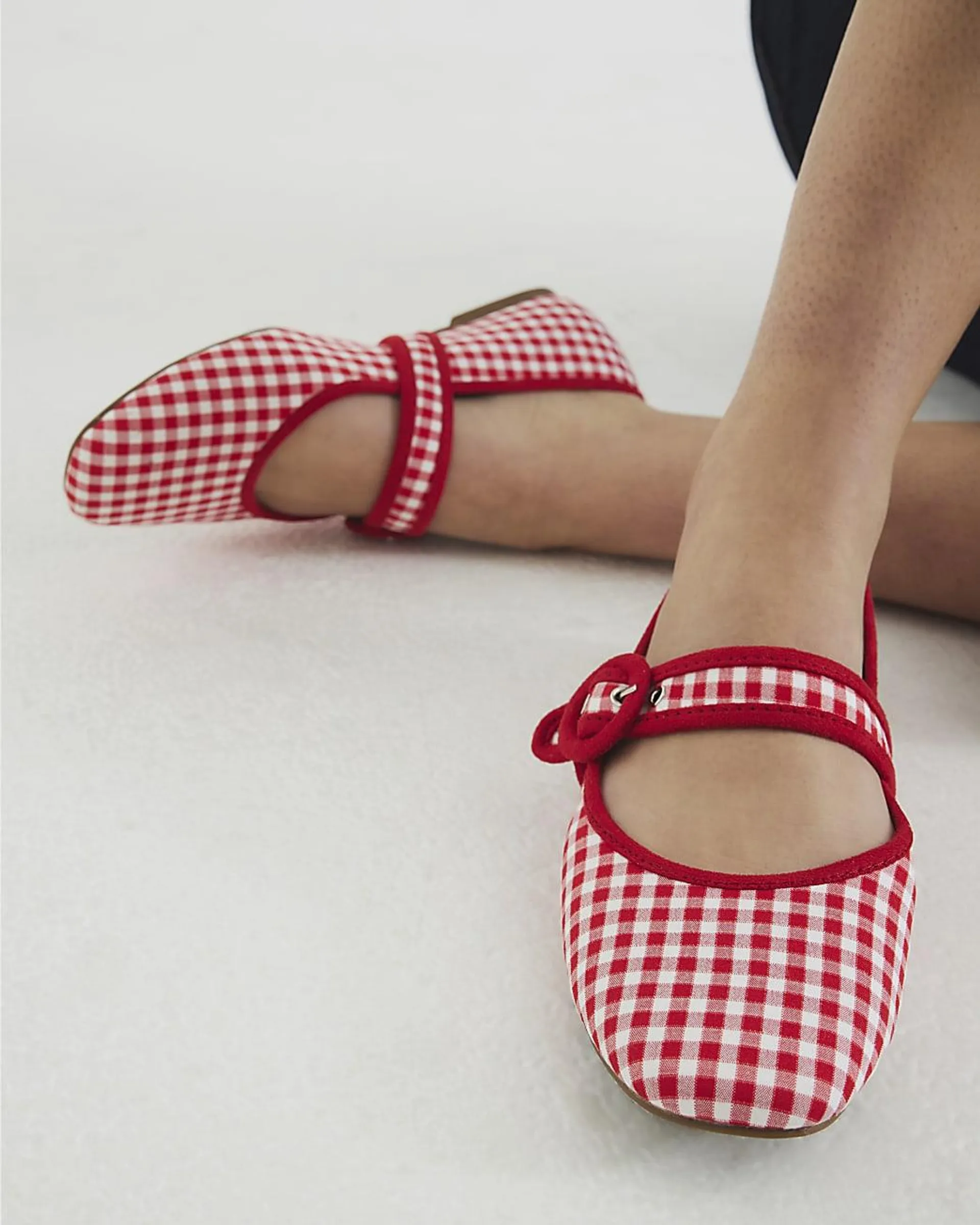 Red Gingham Mary Jane Shoes